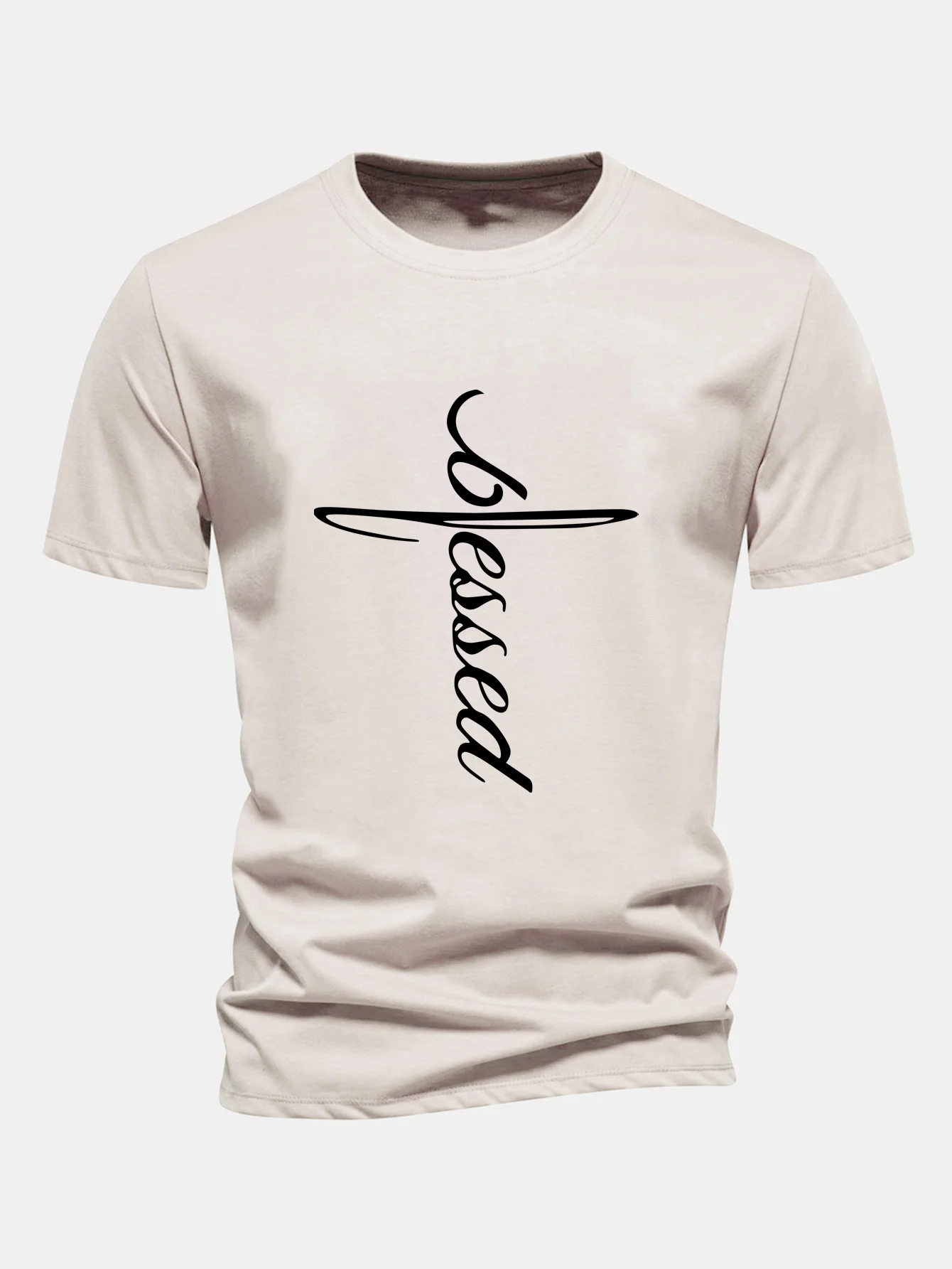 Regular Fit Gesegnet Druck Baumwoll T-Shirt - Image 3