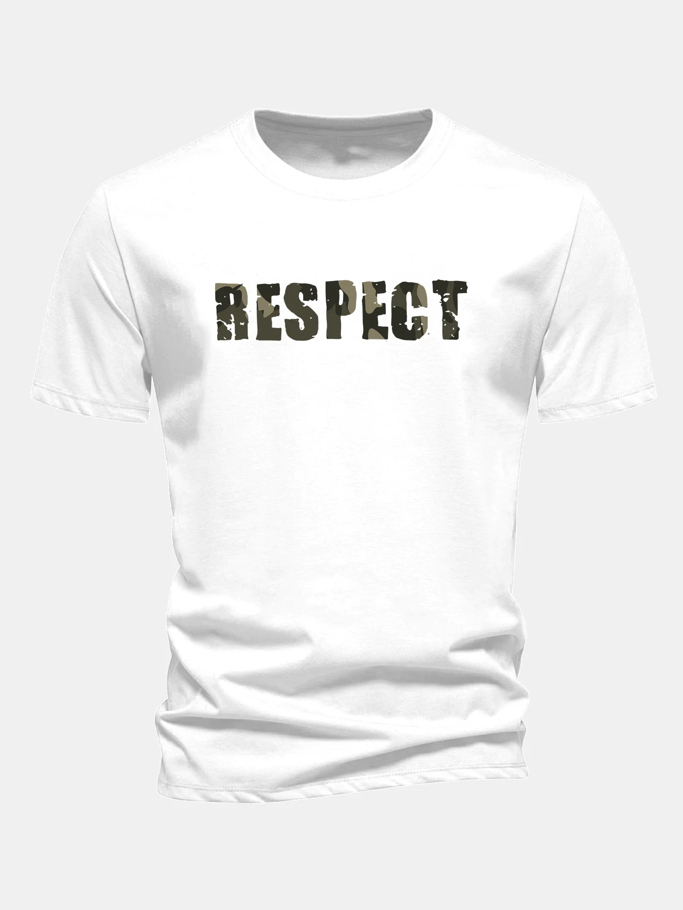 Regular Fit Camouflage Respekt Druck Baumwoll-T-Shirt