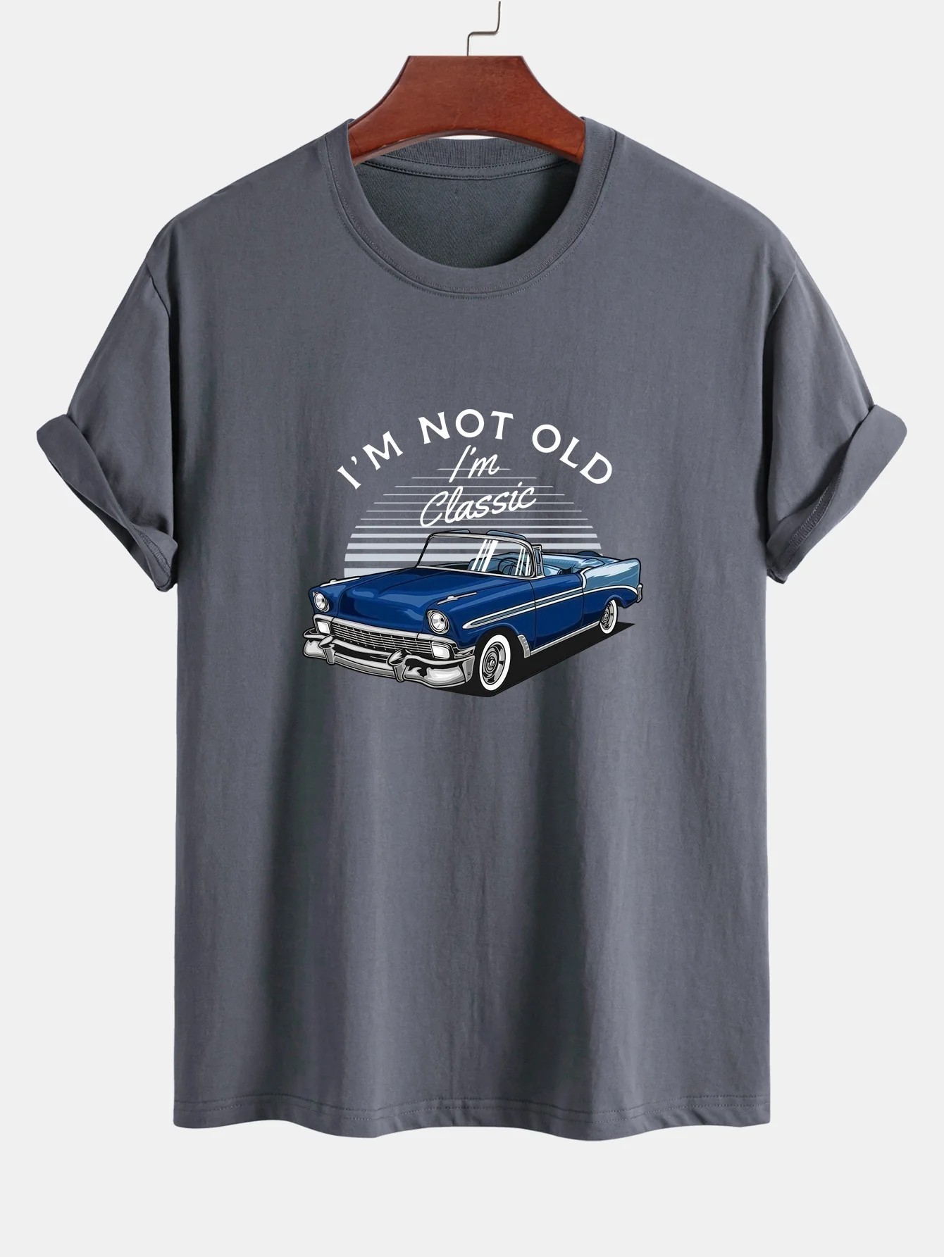 Regulär geschnittenes Auto-Slogan-Print Baumwoll-T-Shirt - Image 5