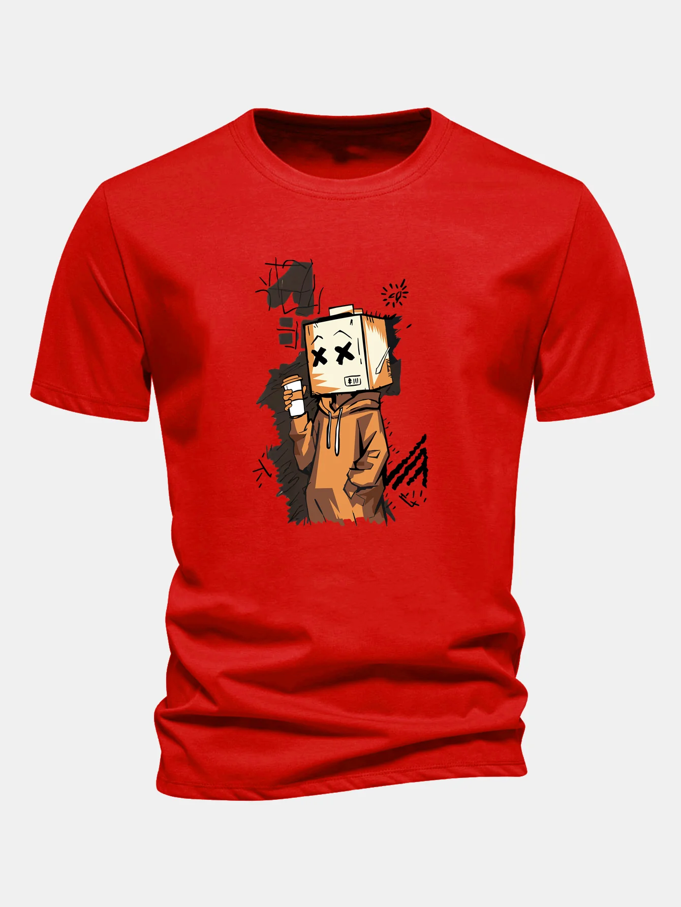 Regular Fit Cartoon Box Head Print Cotton T-Shirt - Image 12