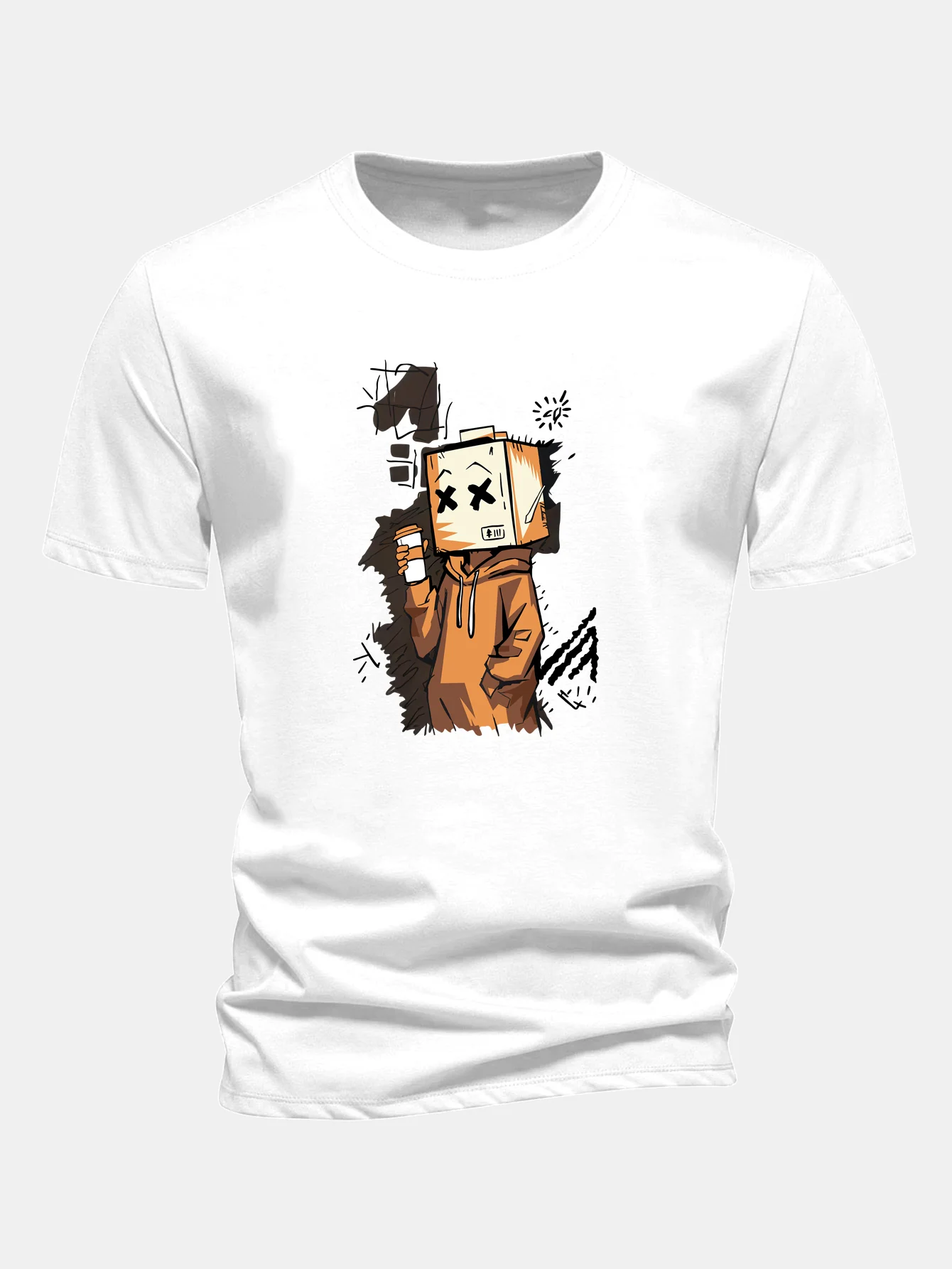 Regular Fit Cartoon Box Head Print Cotton T-Shirt - Image 2