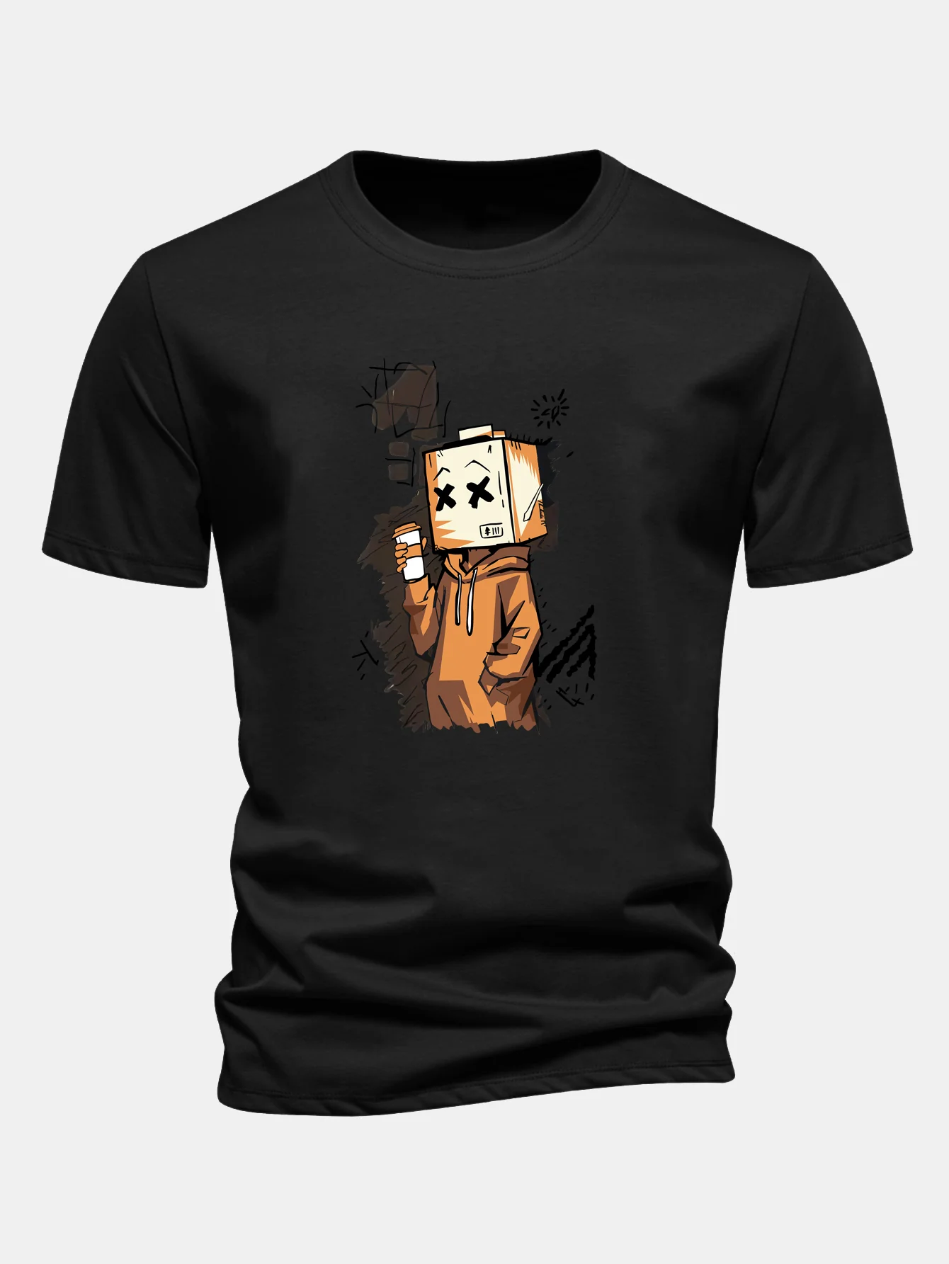 Regular Fit Cartoon Box Head Print Cotton T-Shirt - Image 3