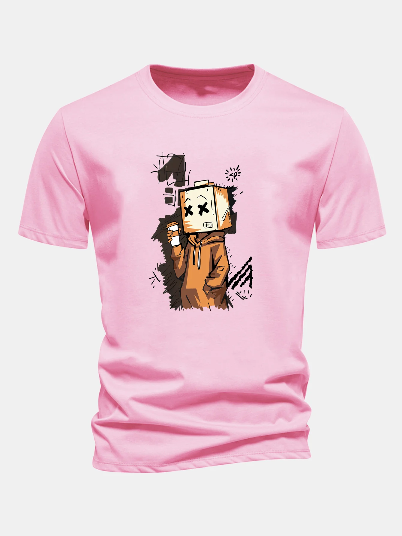 Regular Fit Cartoon Box Head Print Cotton T-Shirt - Image 4
