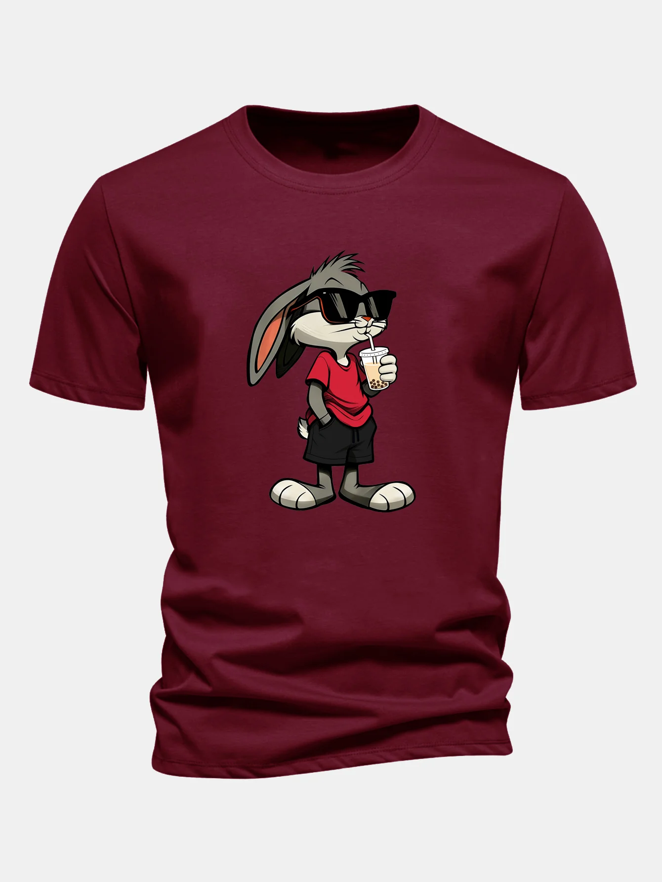 Regular Fit Cartoon Rabbit Print Cotton T-Shirt - Image 10