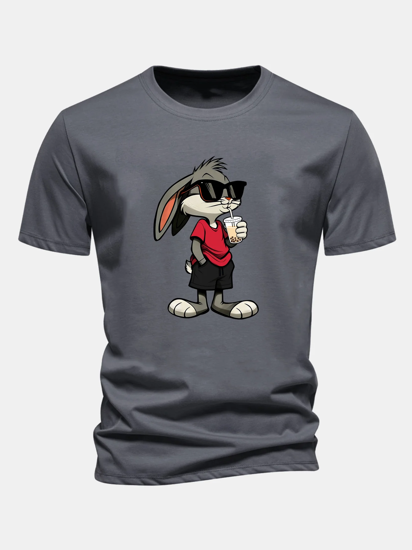 Regular Fit Cartoon Rabbit Print Cotton T-Shirt - Image 12