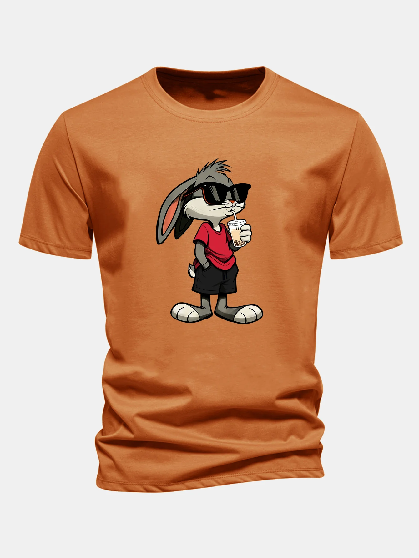 Regular Fit Cartoon Rabbit Print Cotton T-Shirt - Image 5