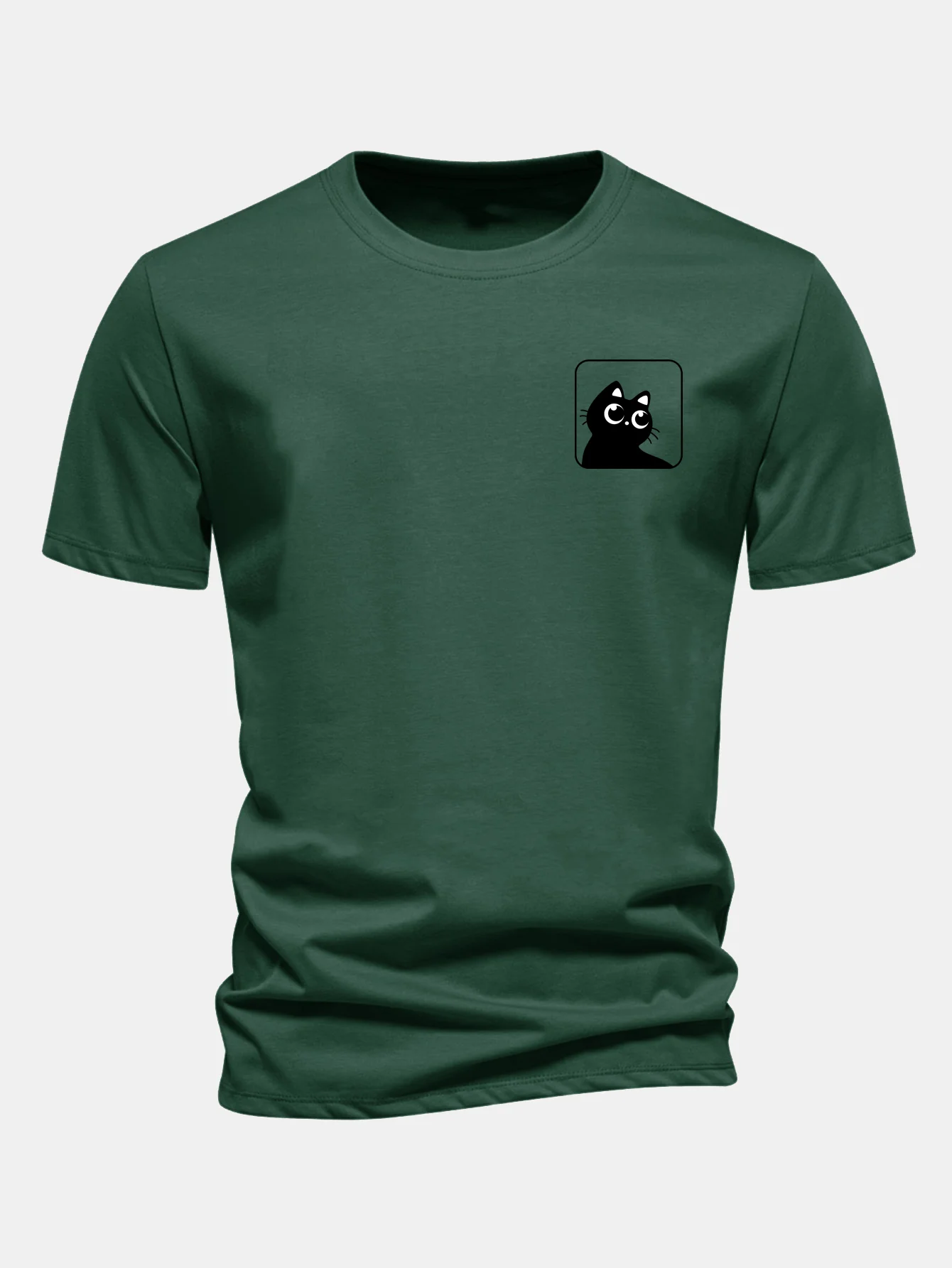 Regular Fit Cat Print Cotton T-Shirt - Image 8