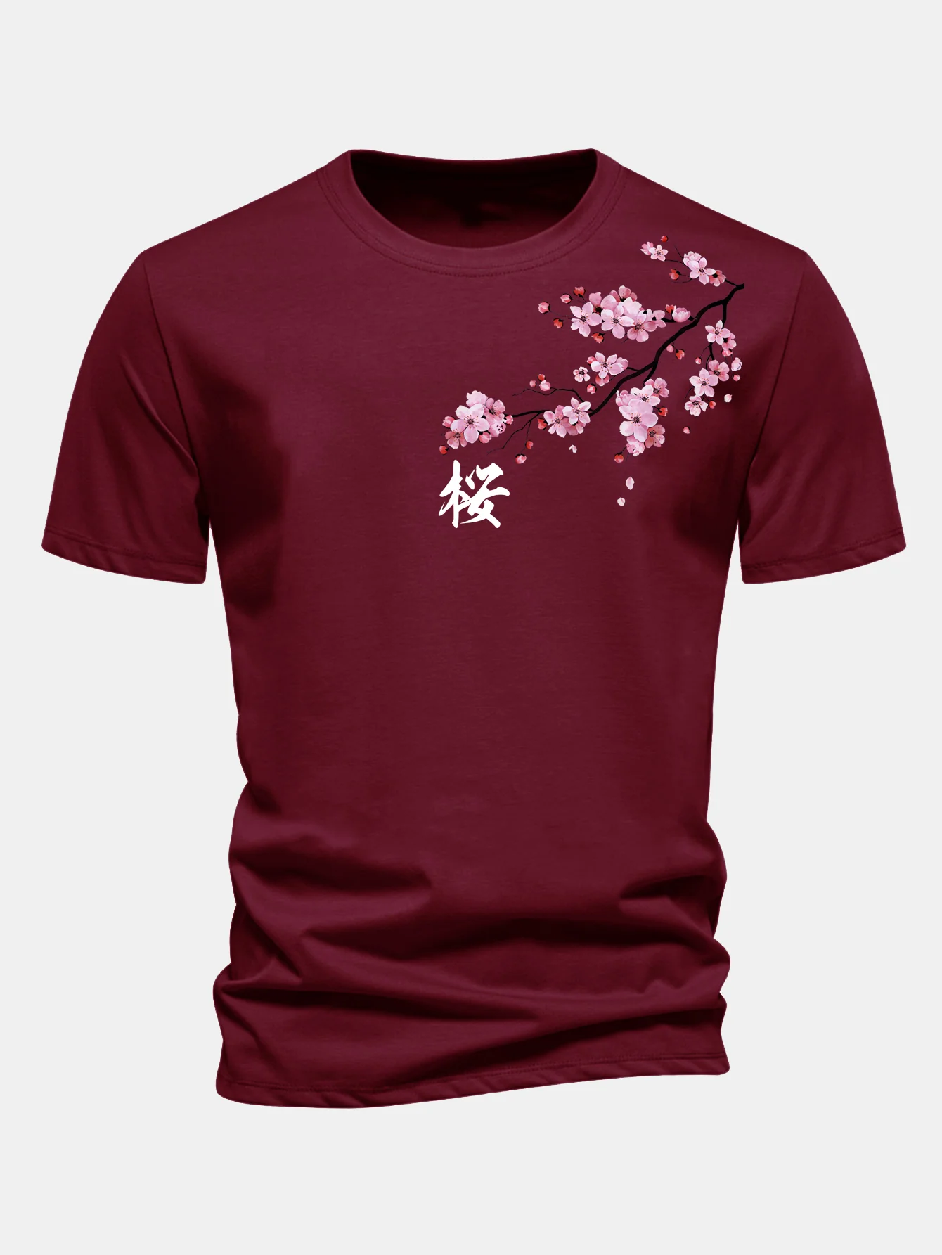 Regular Fit Cherry Blossoms Print Cotton T-Shirt - Image 10