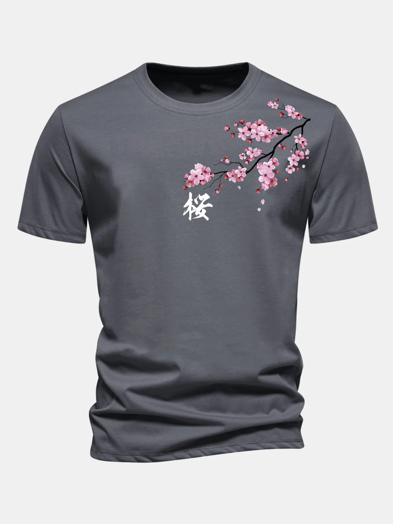 Regular Fit Cherry Blossoms Print Cotton T-Shirt - Image 11