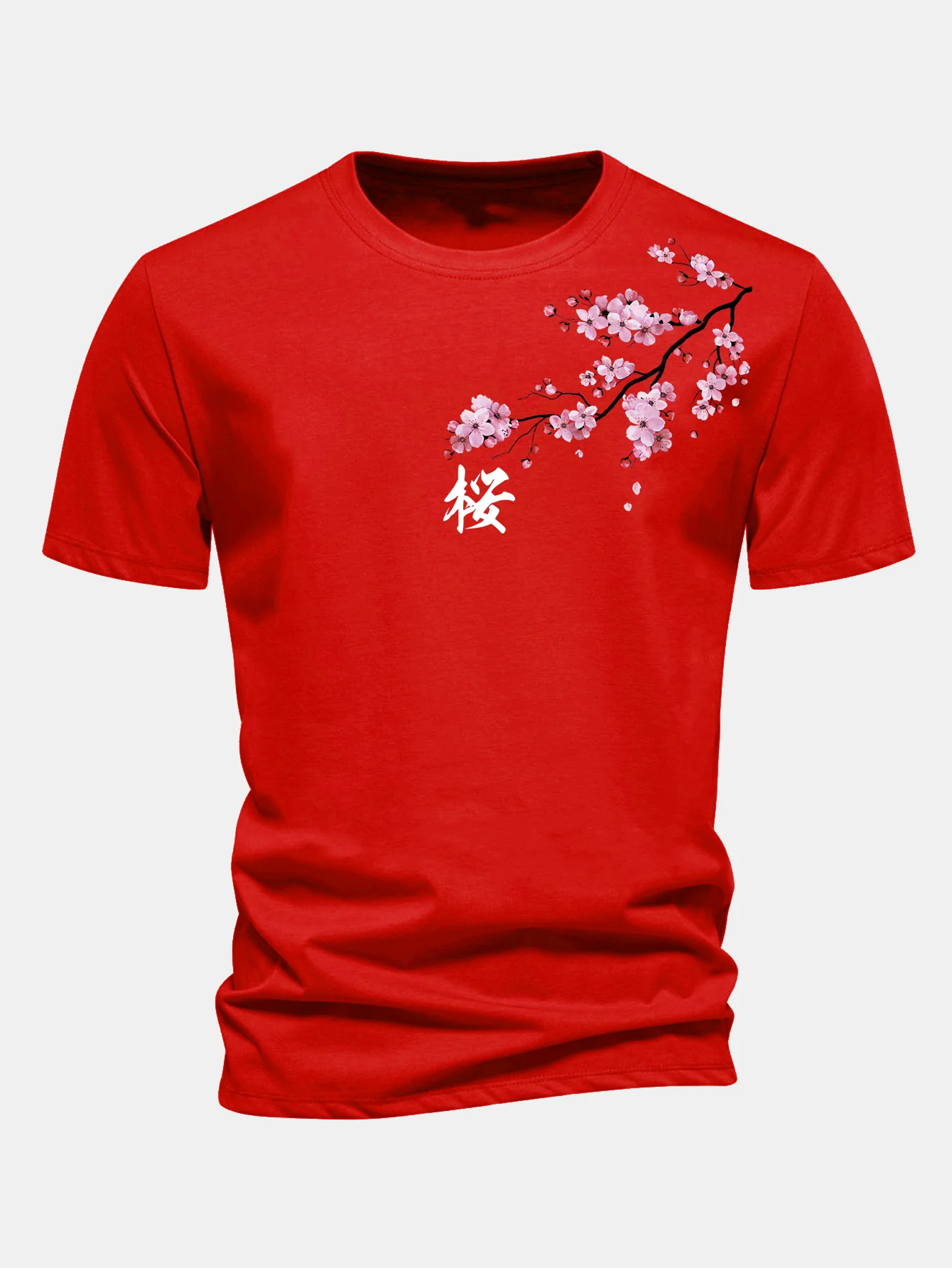 Regular Fit Cherry Blossoms Print Cotton T-Shirt - Image 12