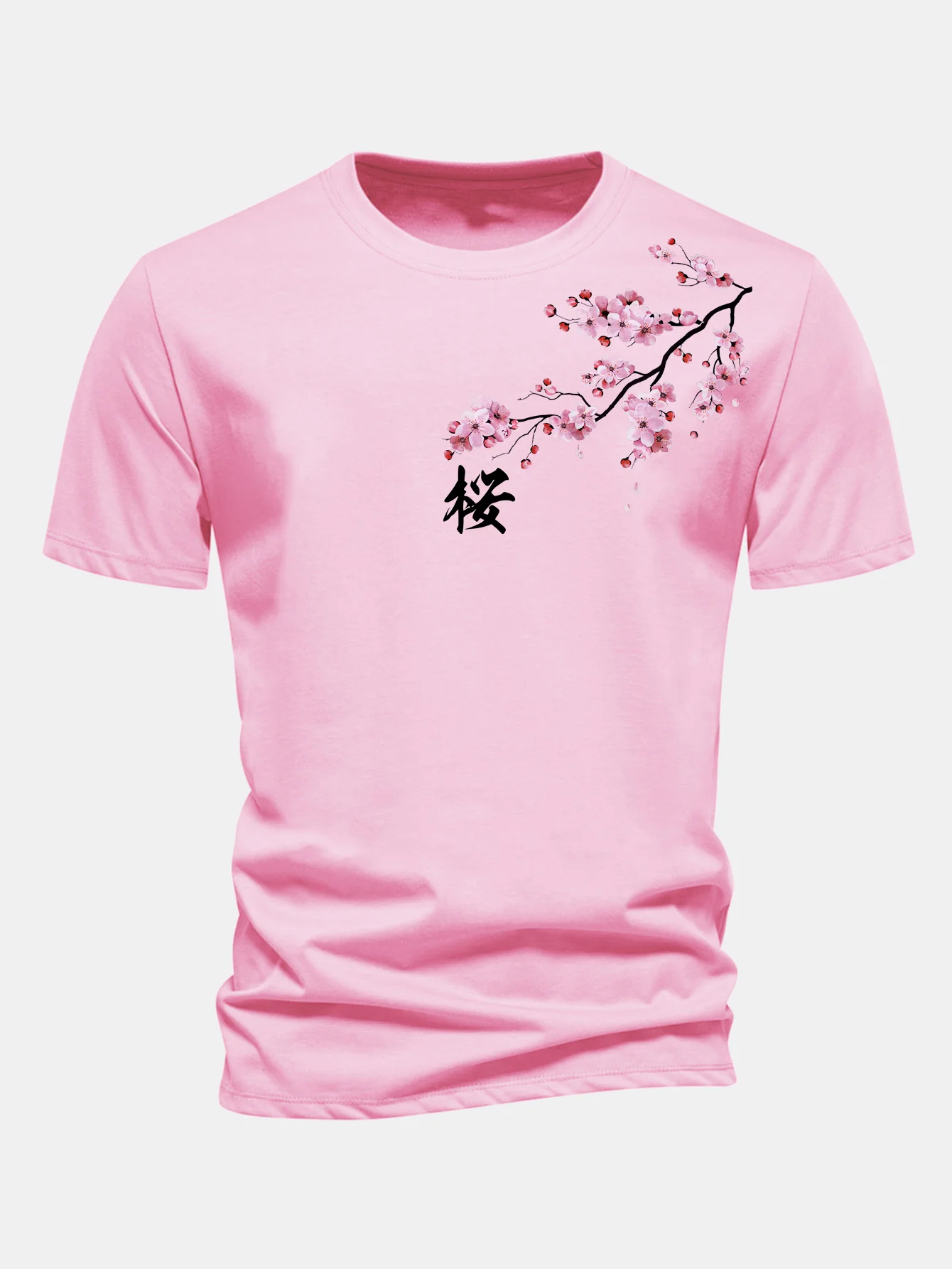 Regular Fit Cherry Blossoms Print Cotton T-Shirt - Image 4