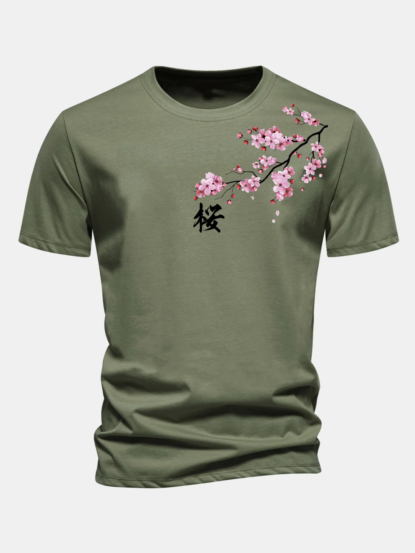 Regular Fit Cherry Blossoms Print Cotton T-Shirt - Image 5