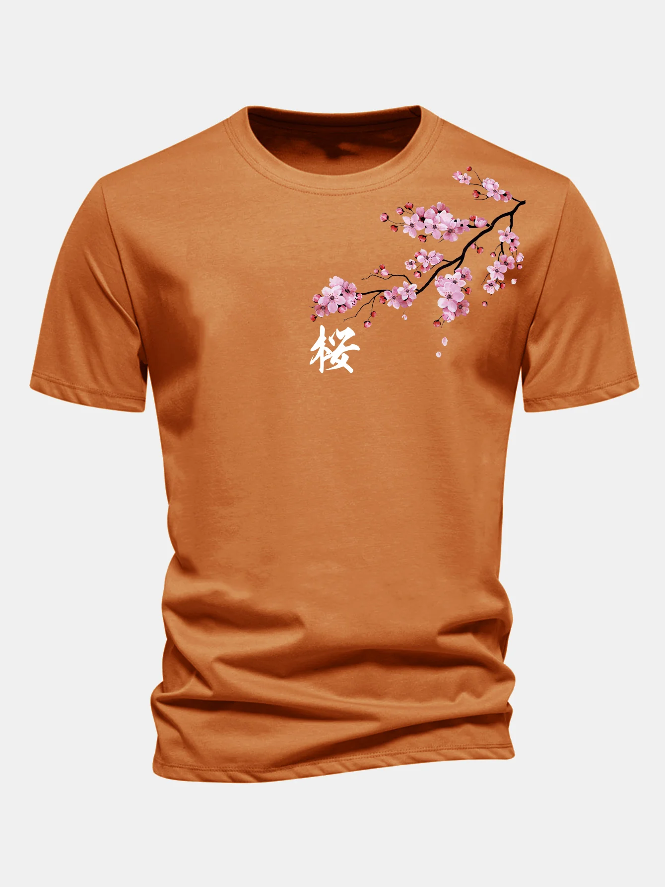 Regular Fit Cherry Blossoms Print Cotton T-Shirt - Image 6