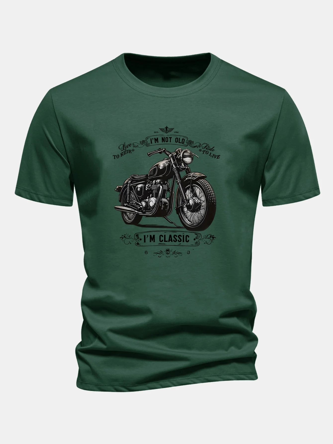 Regular Fit Classic Motorcycle Print Cotton T-Shirt - Image 10