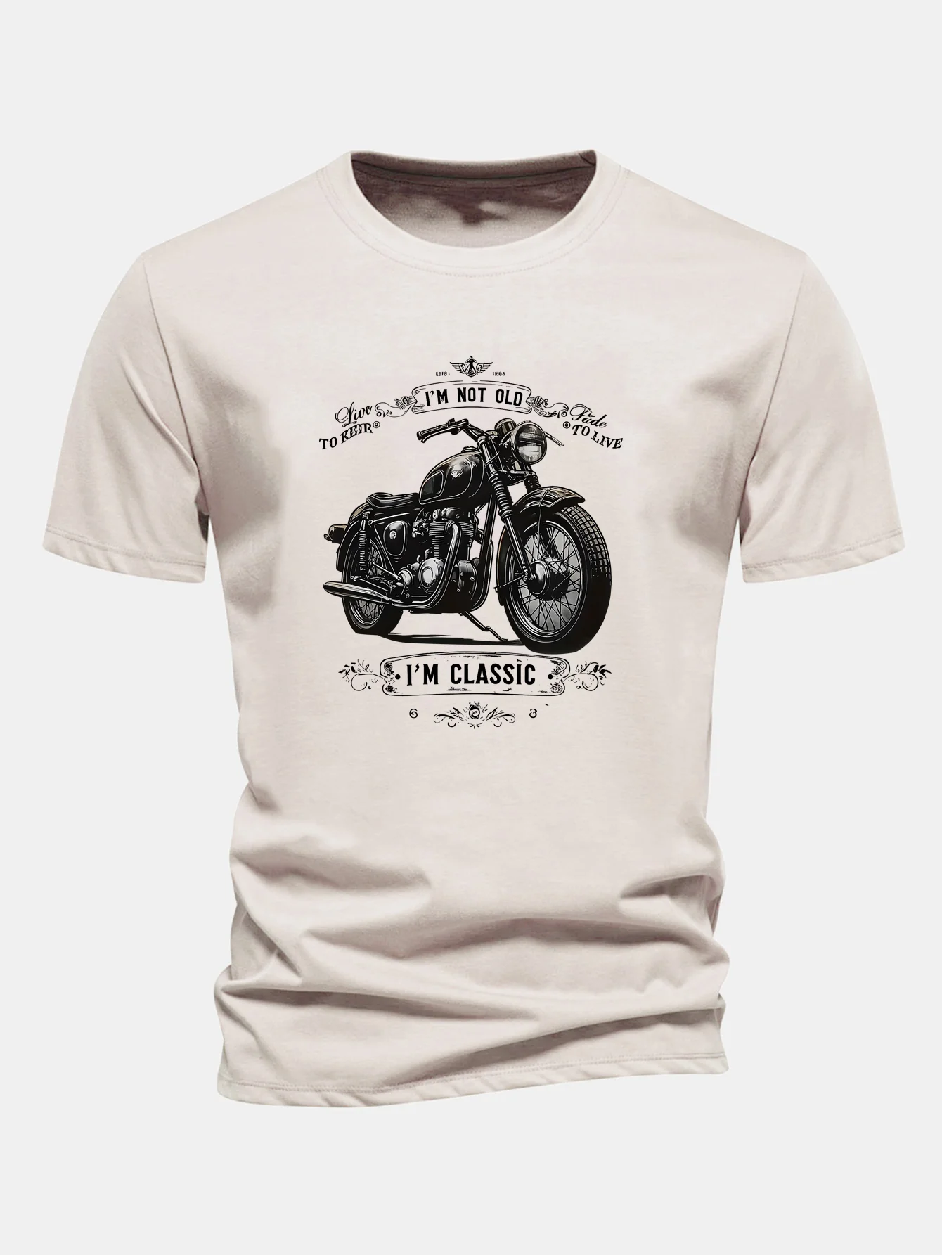 Regular Fit Classic Motorcycle Print Cotton T-Shirt - Image 7