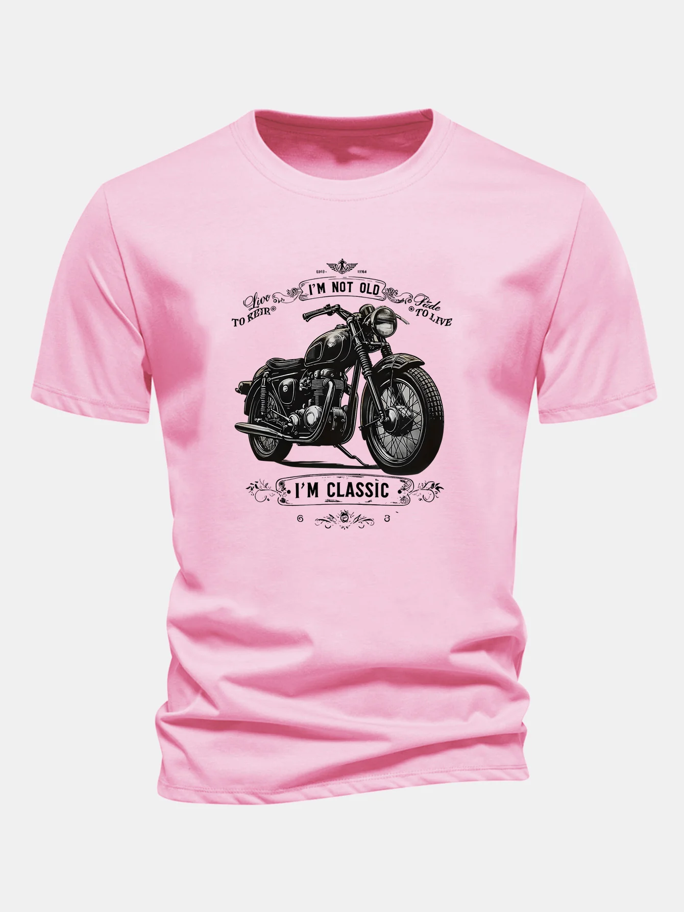 Regular Fit Classic Motorcycle Print Cotton T-Shirt - Image 8