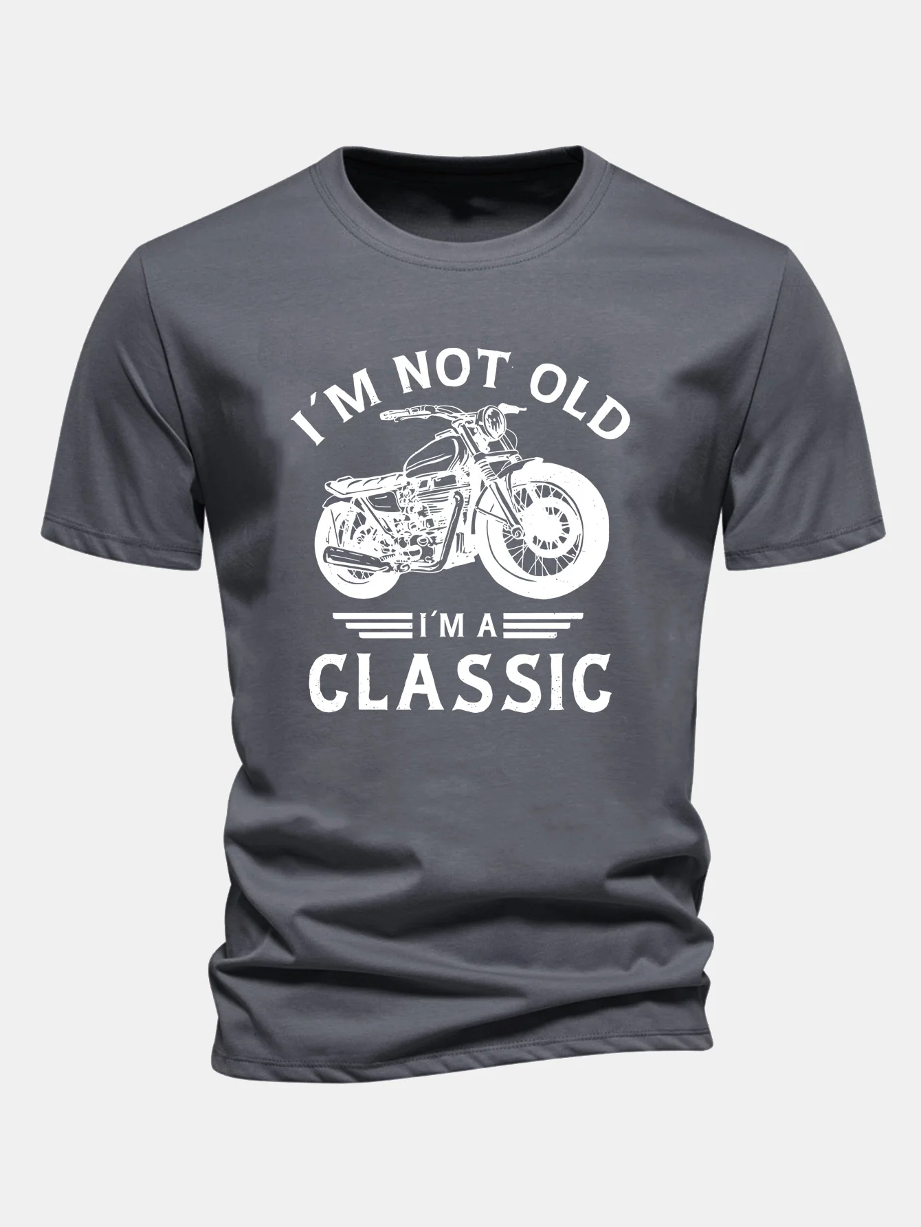 Regular Fit Classic Motorcycle Print Cotton T-Shirt - Image 3