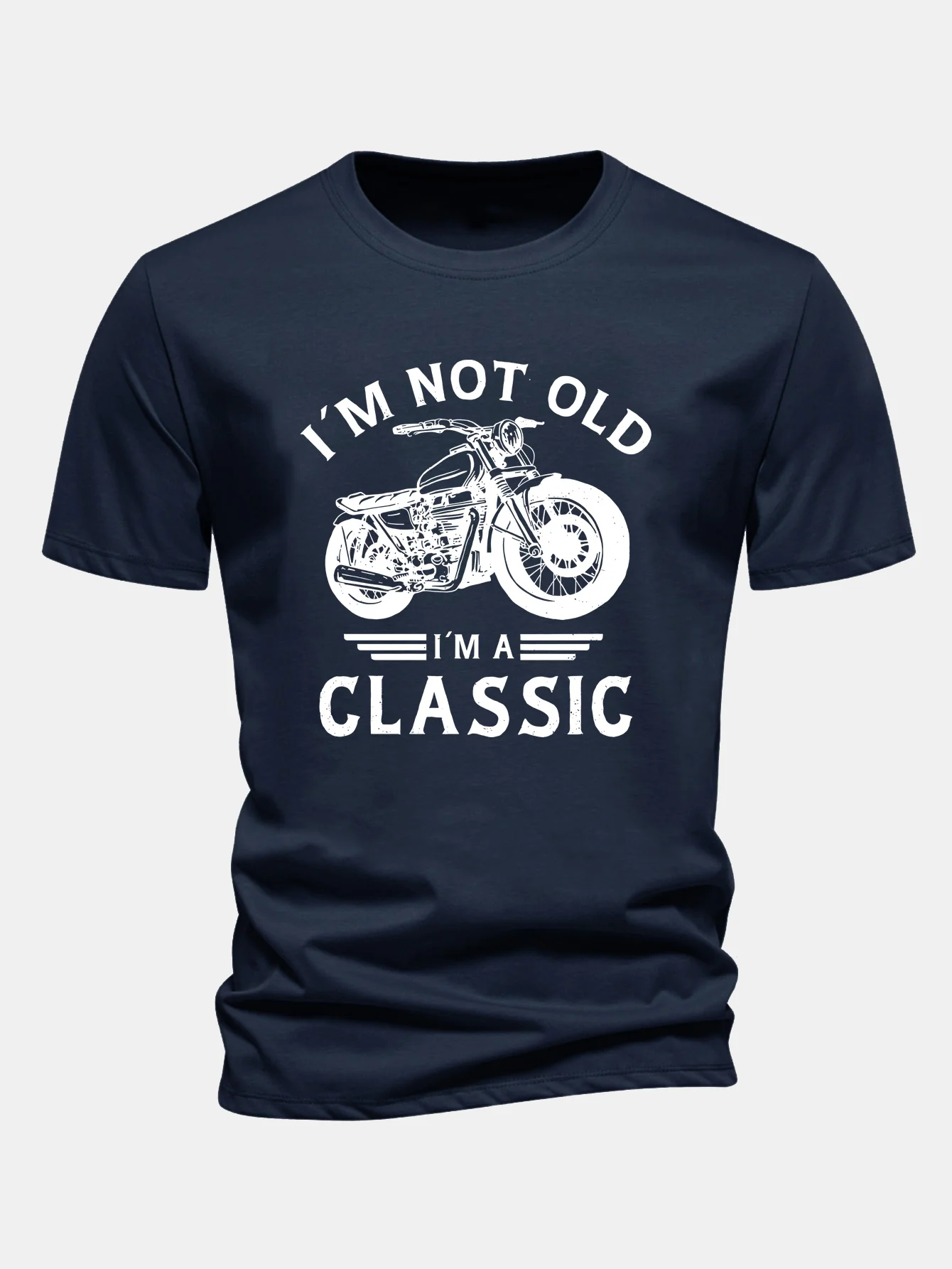 Regular Fit Classic Motorcycle Print Cotton T-Shirt - Image 5