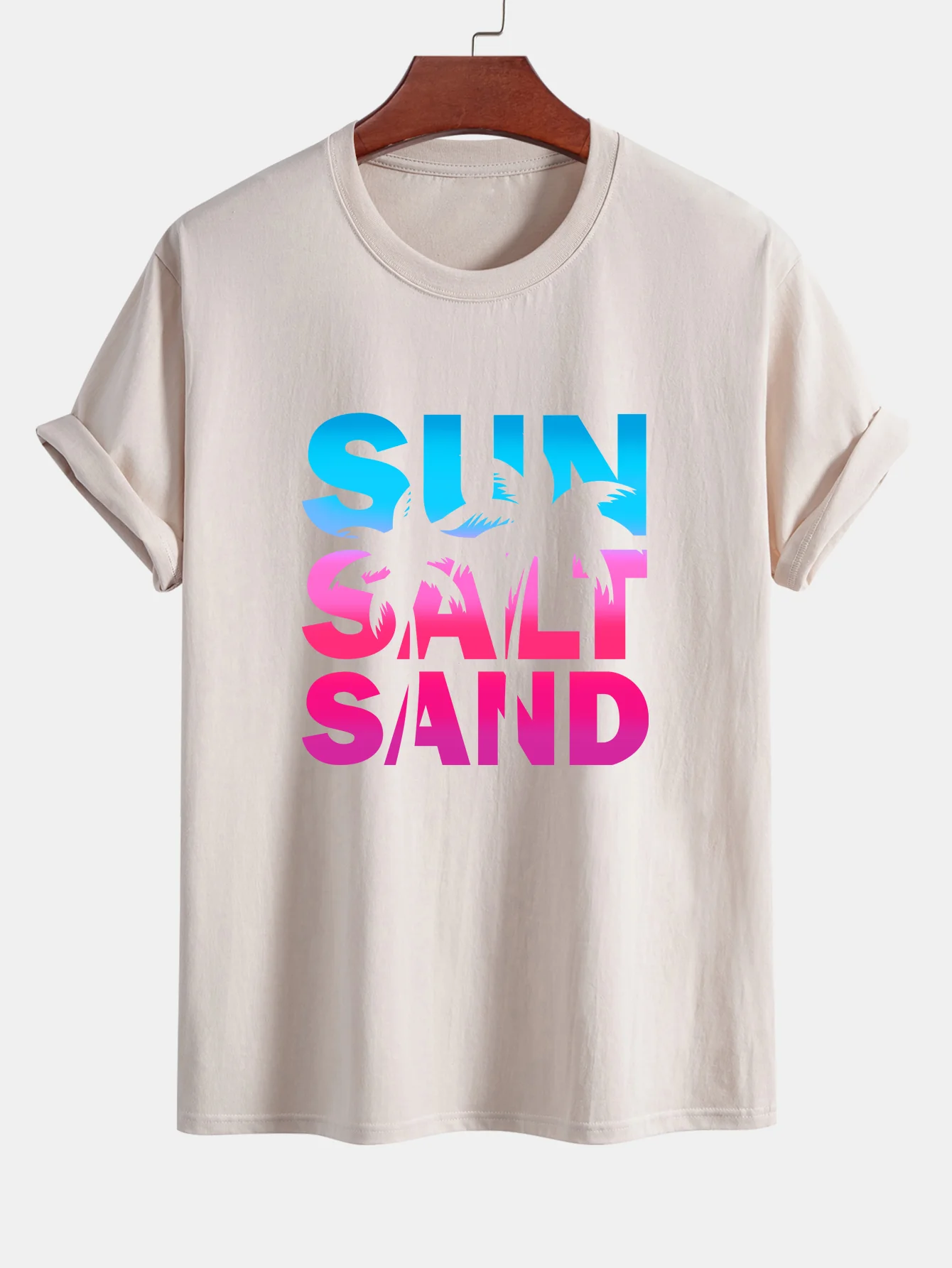 Regular Fit Buntes Sonnen-Salz-Sand-Motiv Baumwoll-T-Shirt - Image 10