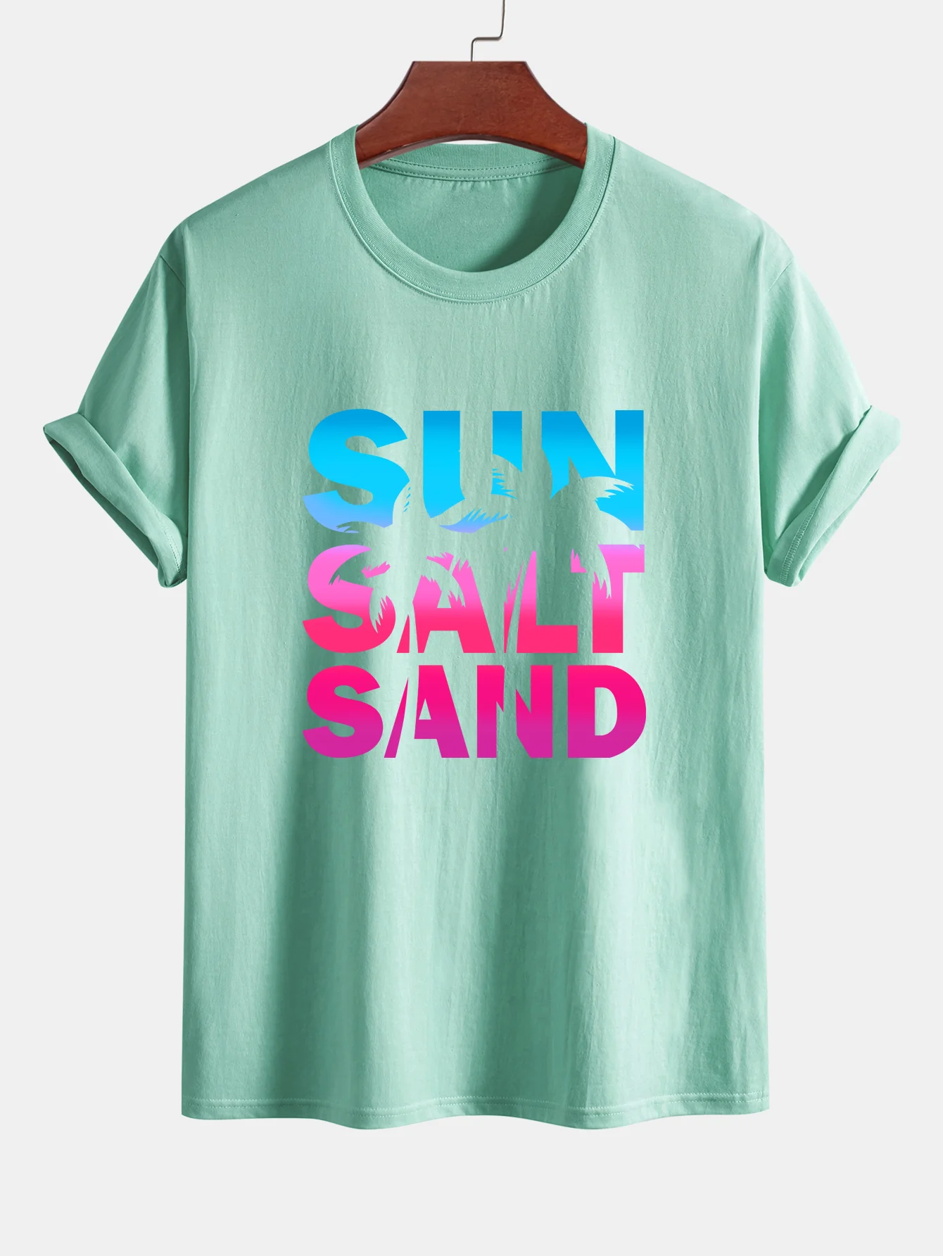Regular Fit Buntes Sonnen-Salz-Sand-Motiv Baumwoll-T-Shirt - Image 11
