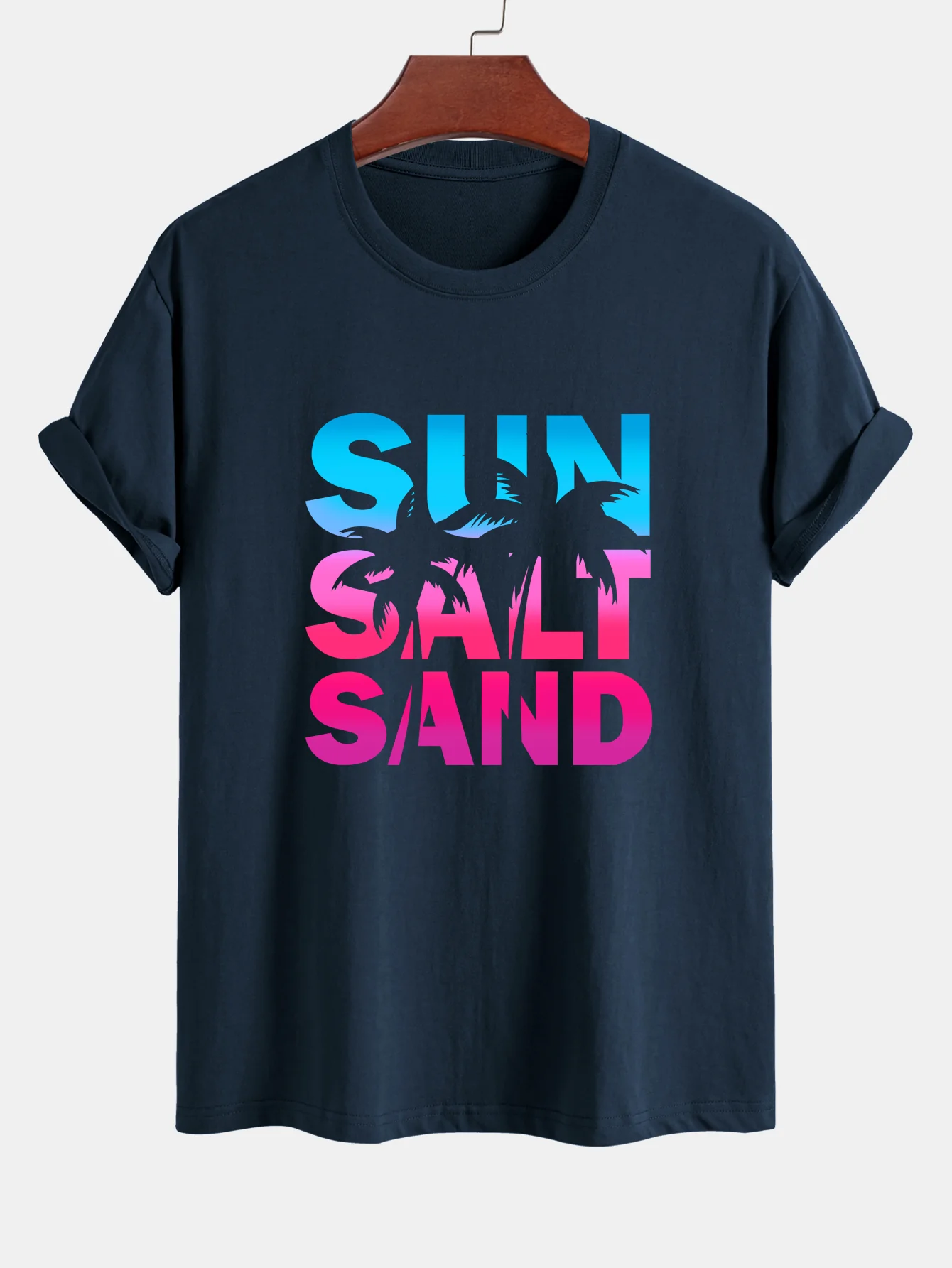 Regular Fit Buntes Sonnen-Salz-Sand-Motiv Baumwoll-T-Shirt - Image 2