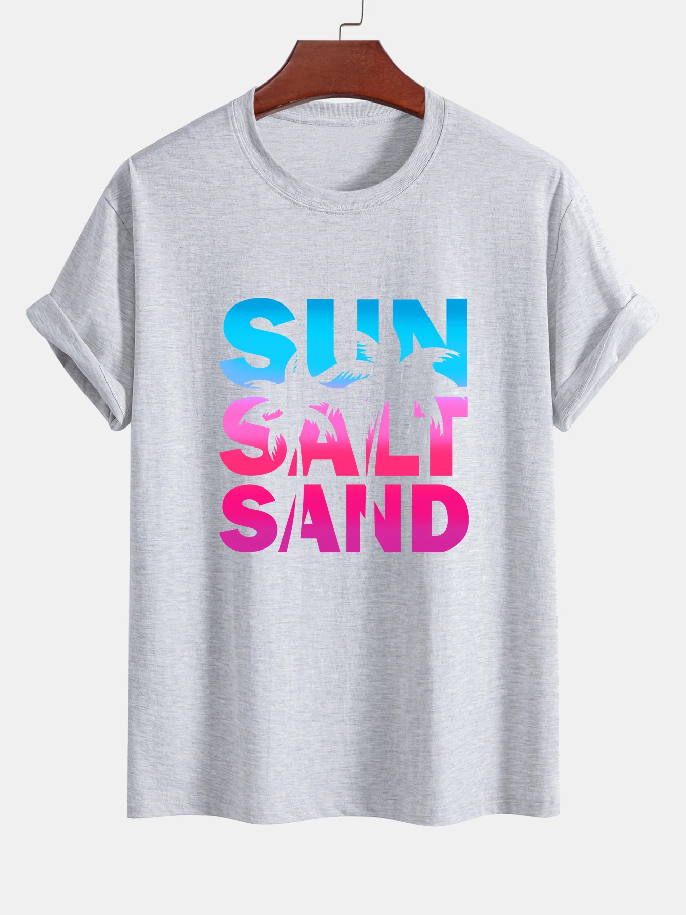 Regular Fit Buntes Sonnen-Salz-Sand-Motiv Baumwoll-T-Shirt - Image 5