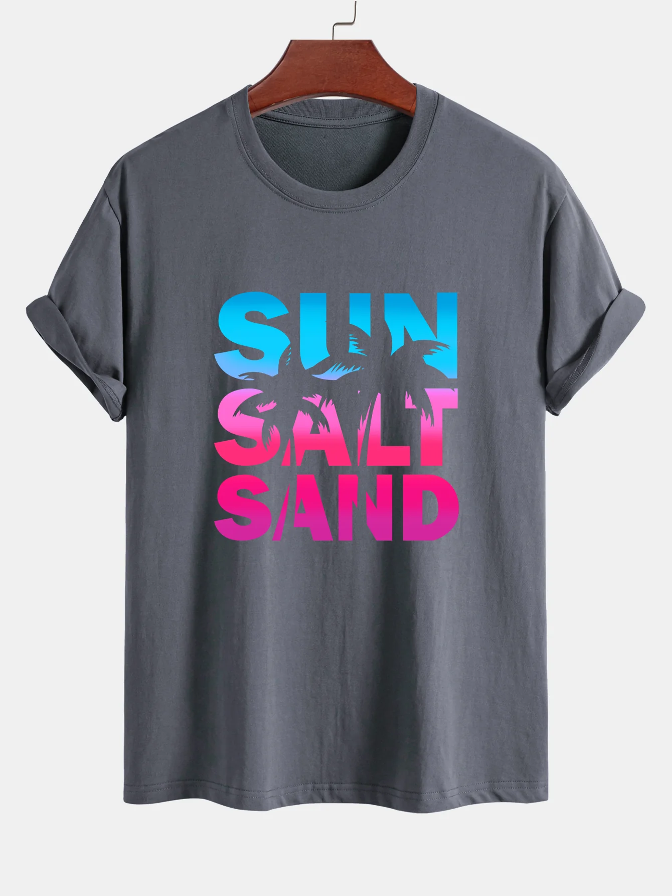 Regular Fit Buntes Sonnen-Salz-Sand-Motiv Baumwoll-T-Shirt - Image 7