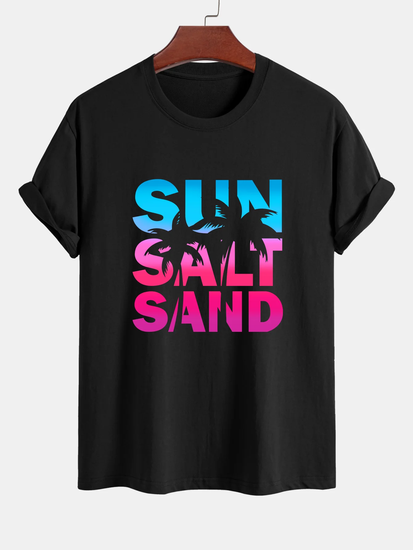 Regular Fit Buntes Sun Salt Sand Print Baumwoll-T-Shirt & Zip Pocket Swim Shorts - Image 3