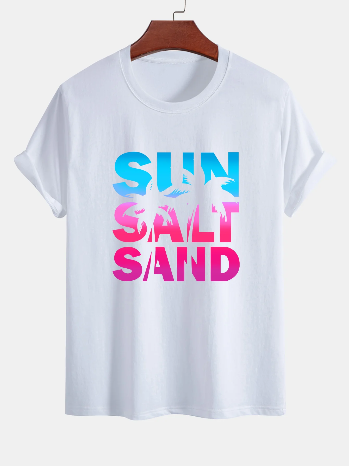 Regular Fit Buntes Sun Salt Sand Print Baumwoll-T-Shirt & Zip Pocket Swim Shorts - Image 4