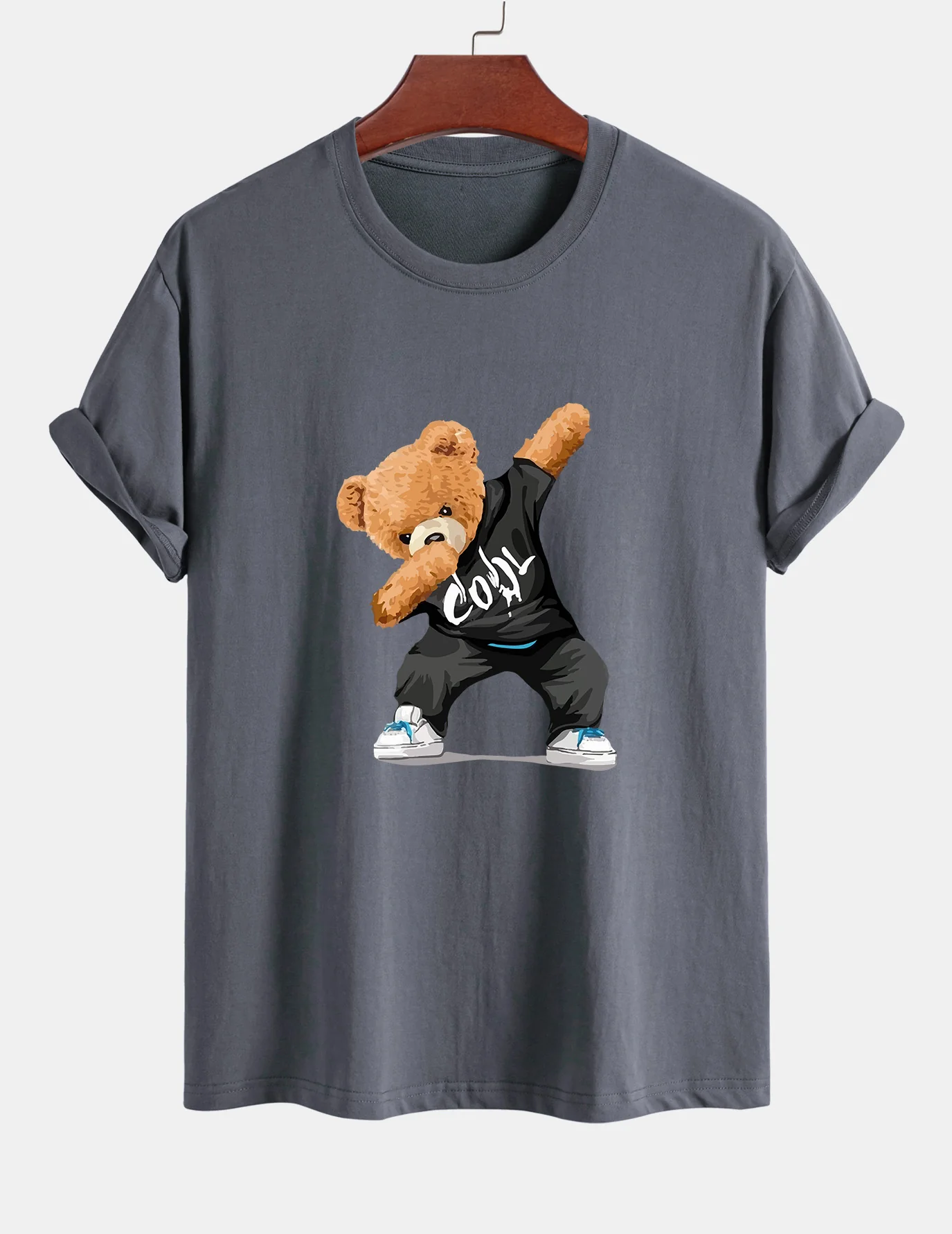 Reguläre Passform Cool Bear Druck Baumwoll-T-Shirt - Image 5