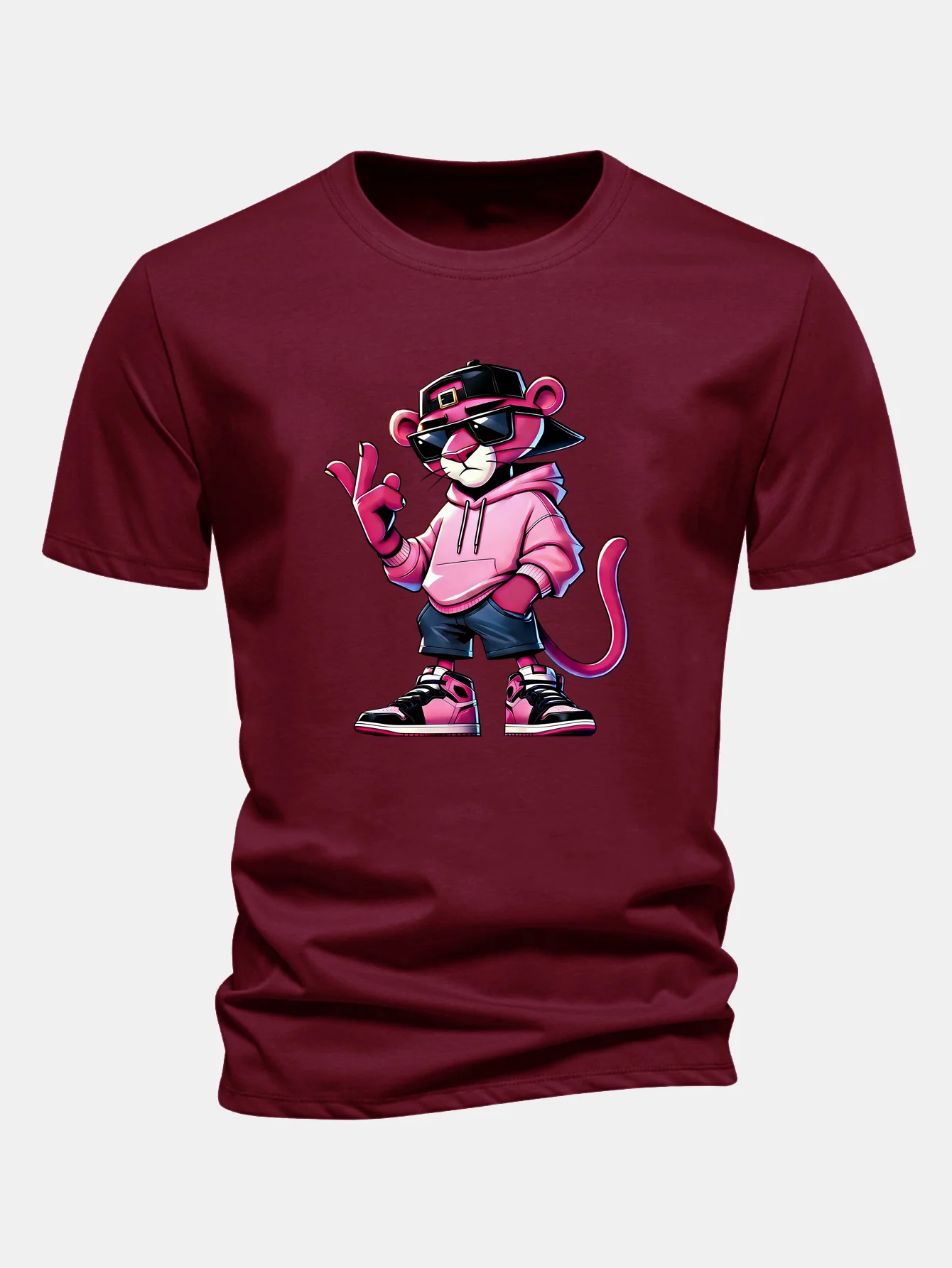 Regular Fit Cool Pink Panther Print Cotton T-Shirt - Image 10