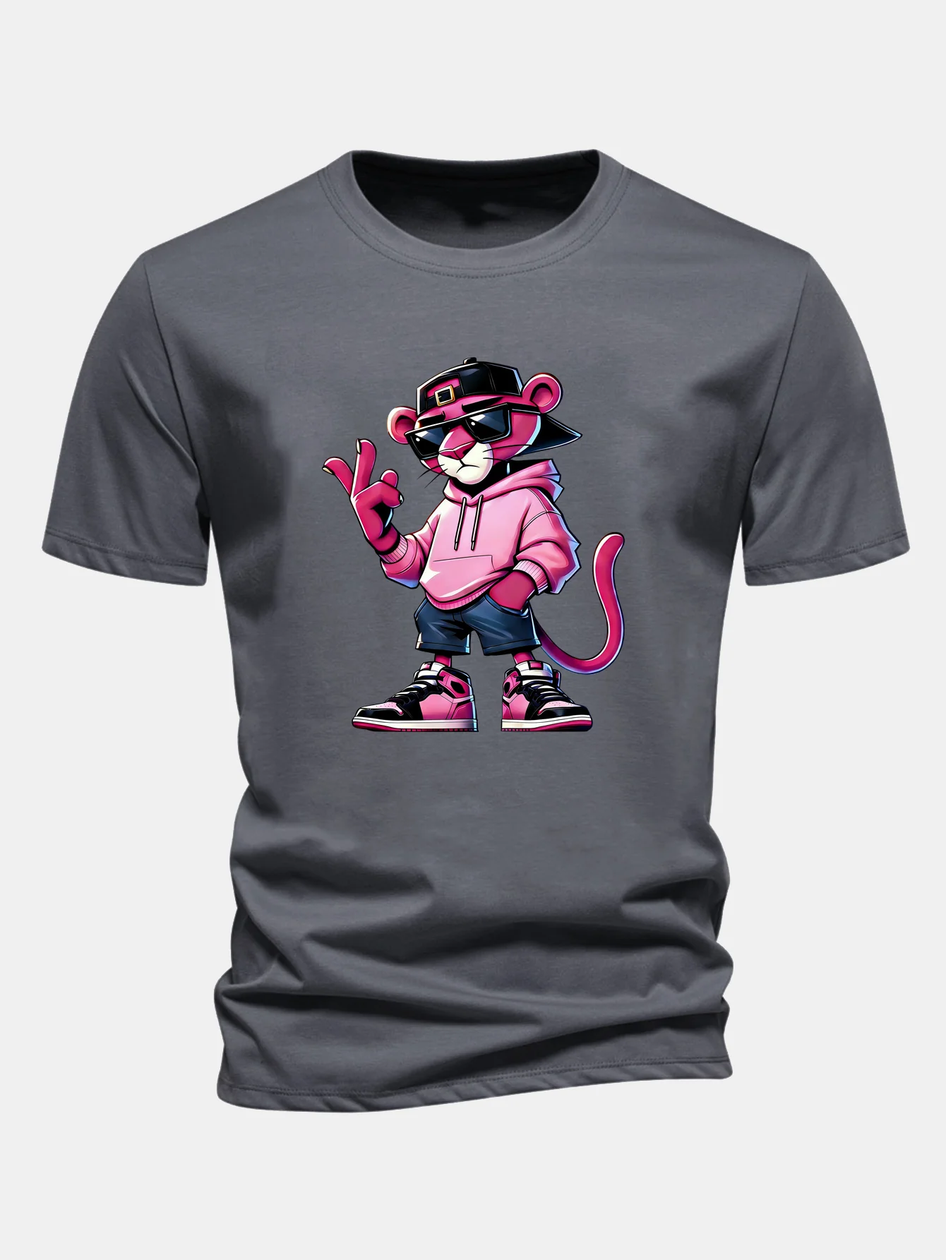 Regular Fit Cool Pink Panther Print Cotton T-Shirt - Image 11