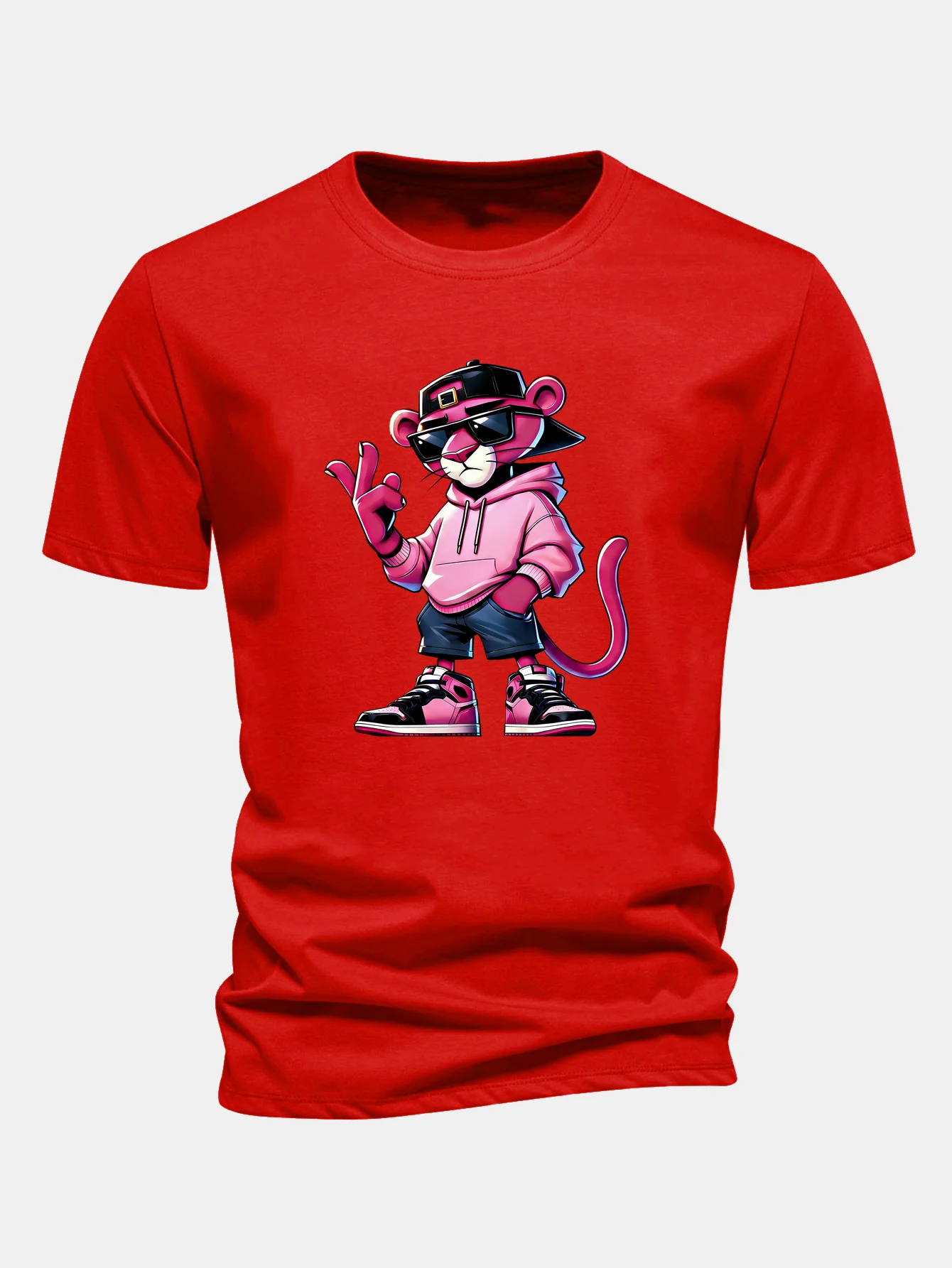 Regular Fit Cool Pink Panther Print Cotton T-Shirt - Image 12