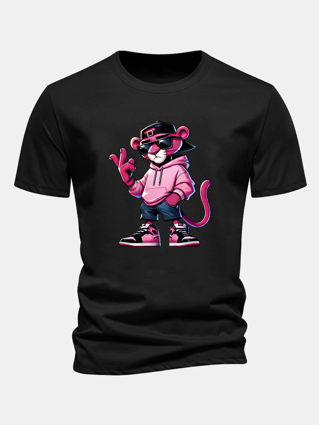 Regular Fit Cool Pink Panther Print Cotton T-Shirt - Image 2