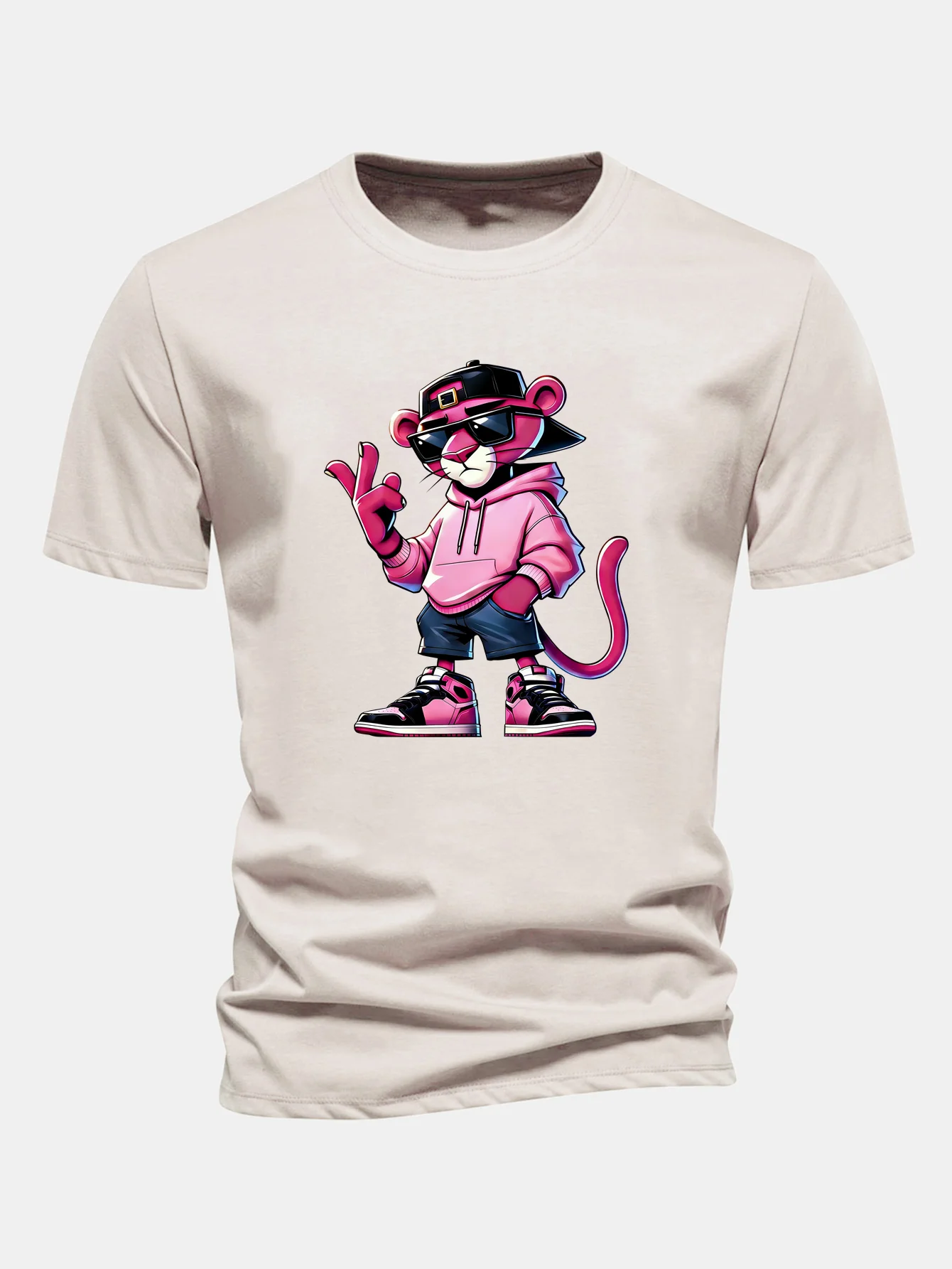 Regular Fit Cool Pink Panther Print Cotton T-Shirt - Image 3