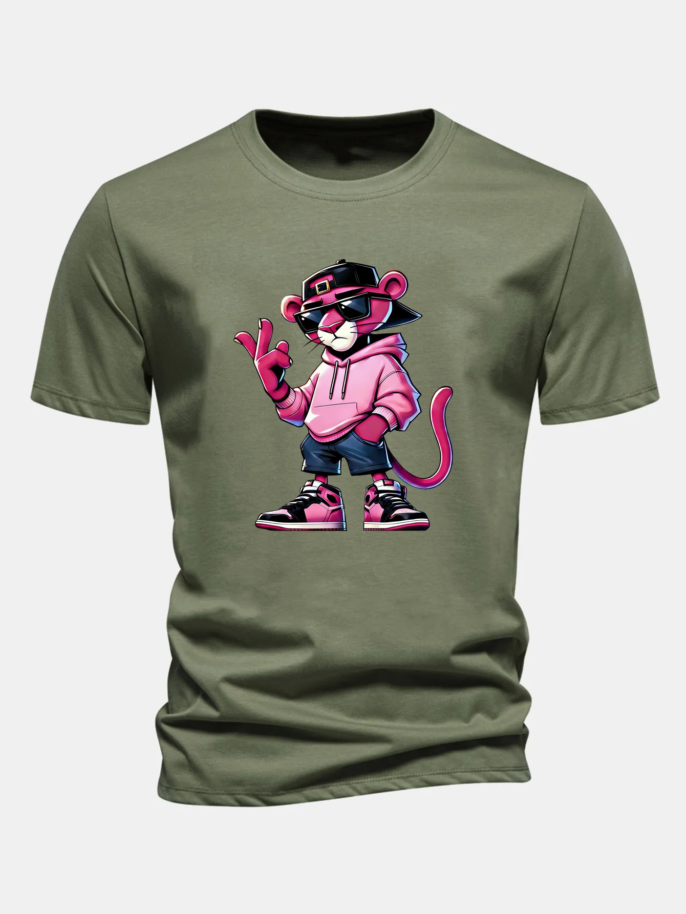 Regular Fit Cool Pink Panther Print Cotton T-Shirt - Image 4