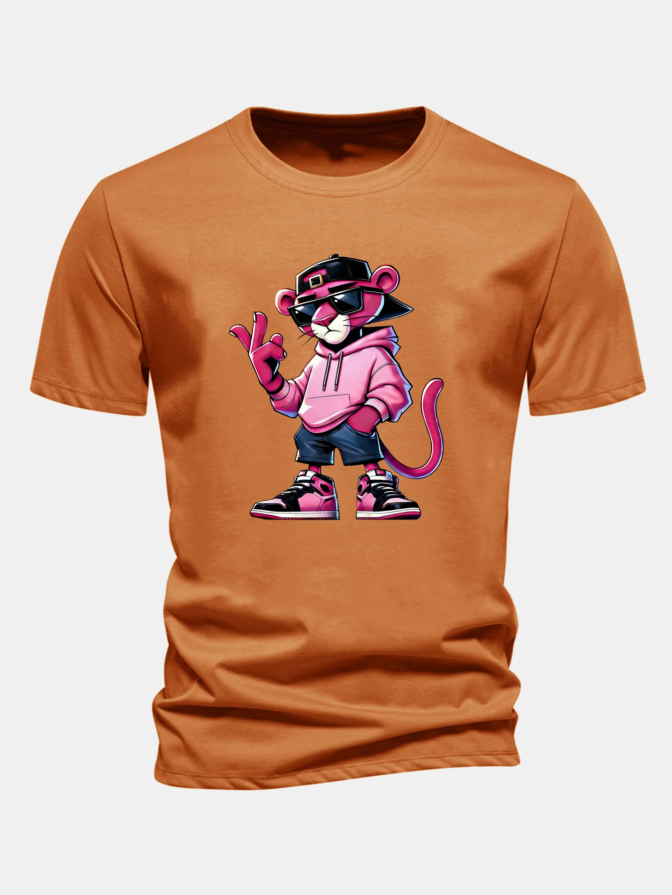 Regular Fit Cool Pink Panther Print Cotton T-Shirt - Image 5
