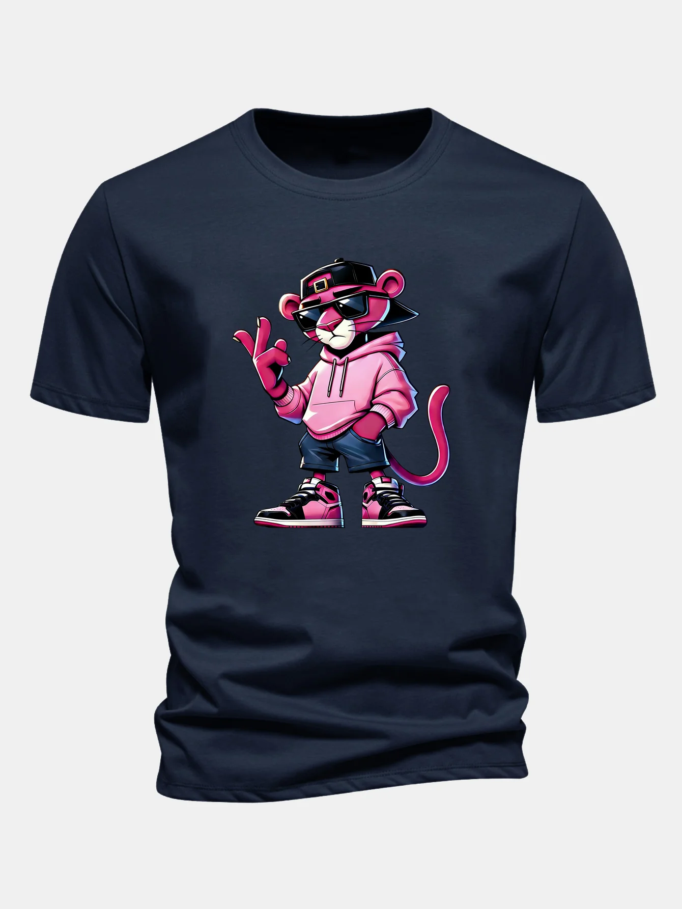 Regular Fit Cool Pink Panther Print Cotton T-Shirt - Image 6