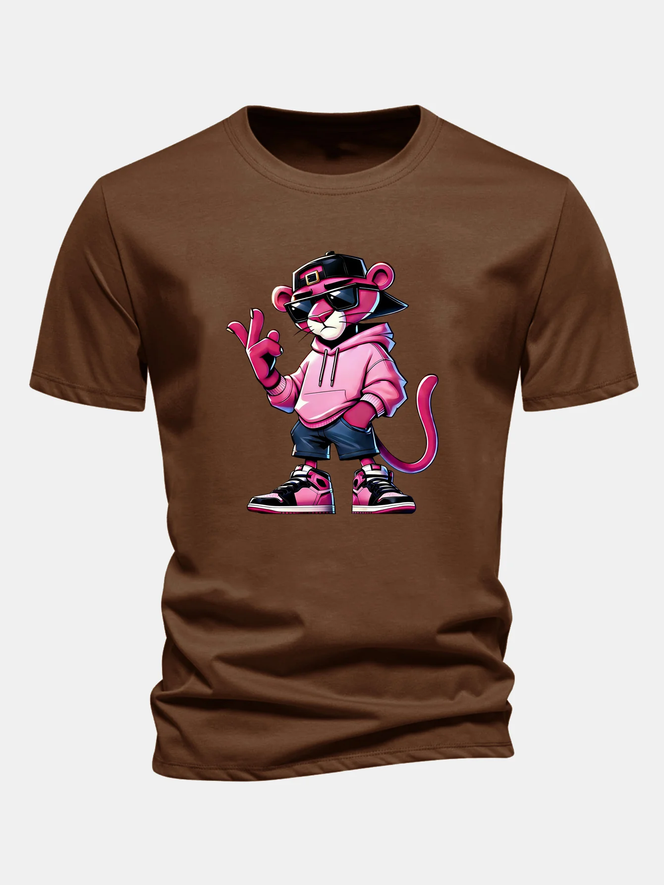 Regular Fit Cool Pink Panther Print Cotton T-Shirt - Image 7