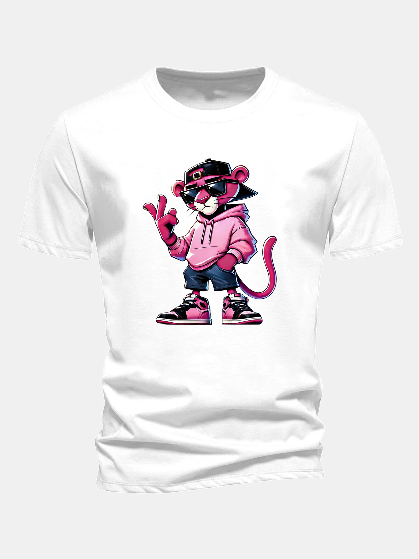 Regular Fit Cool Pink Panther Print Cotton T-Shirt - Image 8