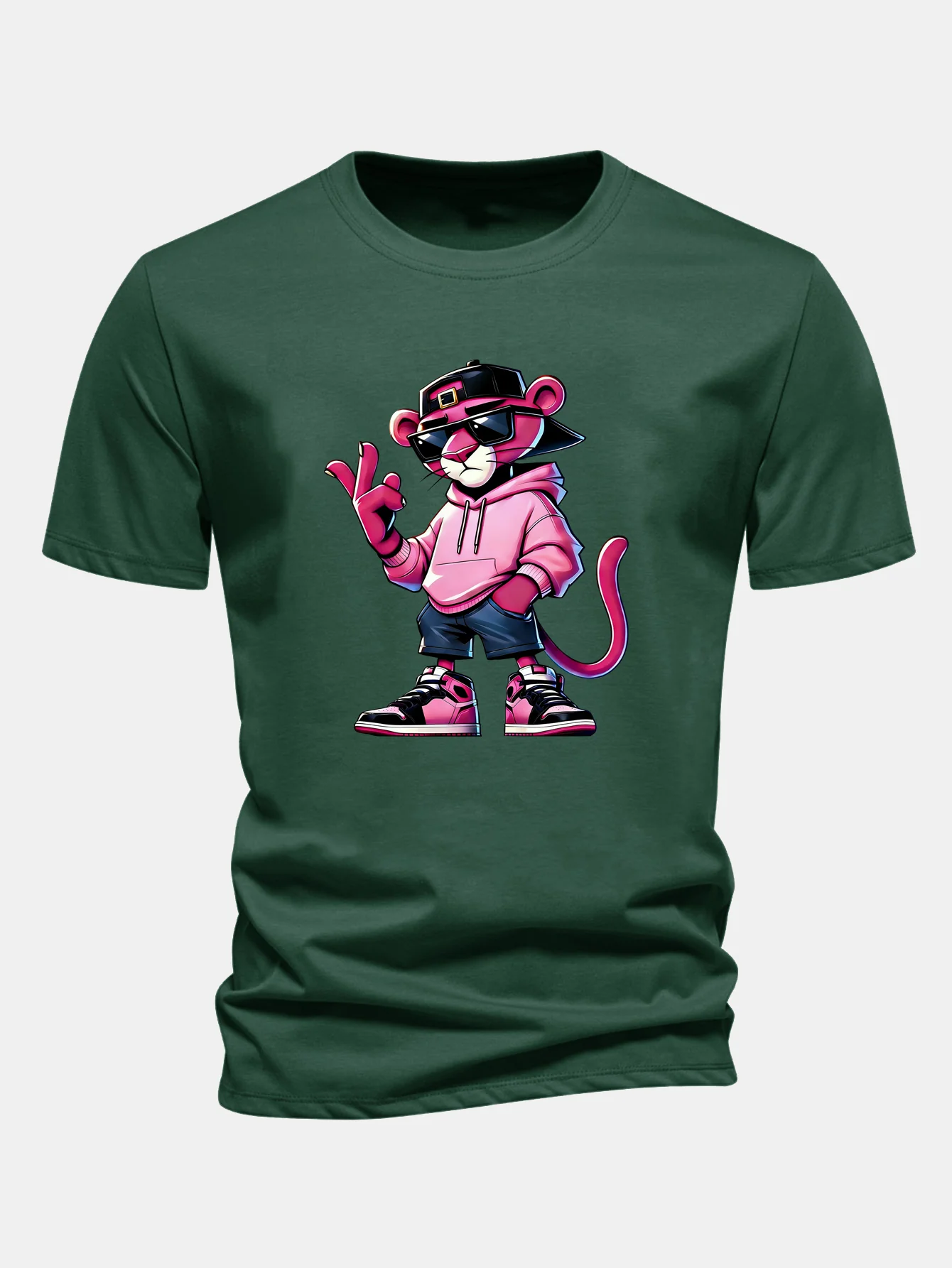 Regular Fit Cool Pink Panther Print Cotton T-Shirt - Image 9