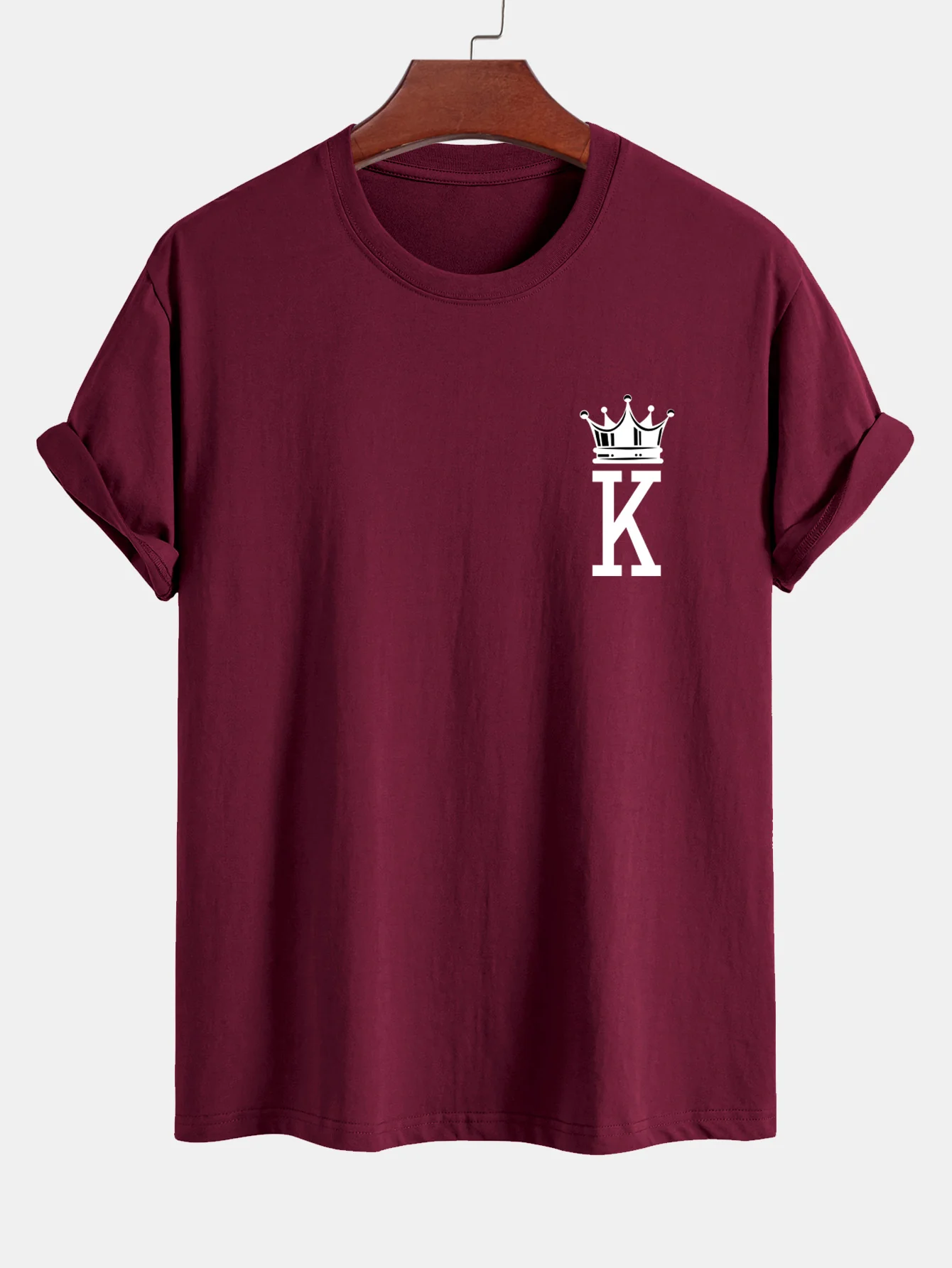 Reguläre Passform Krone König Druck Baumwoll-T-Shirt - Image 10