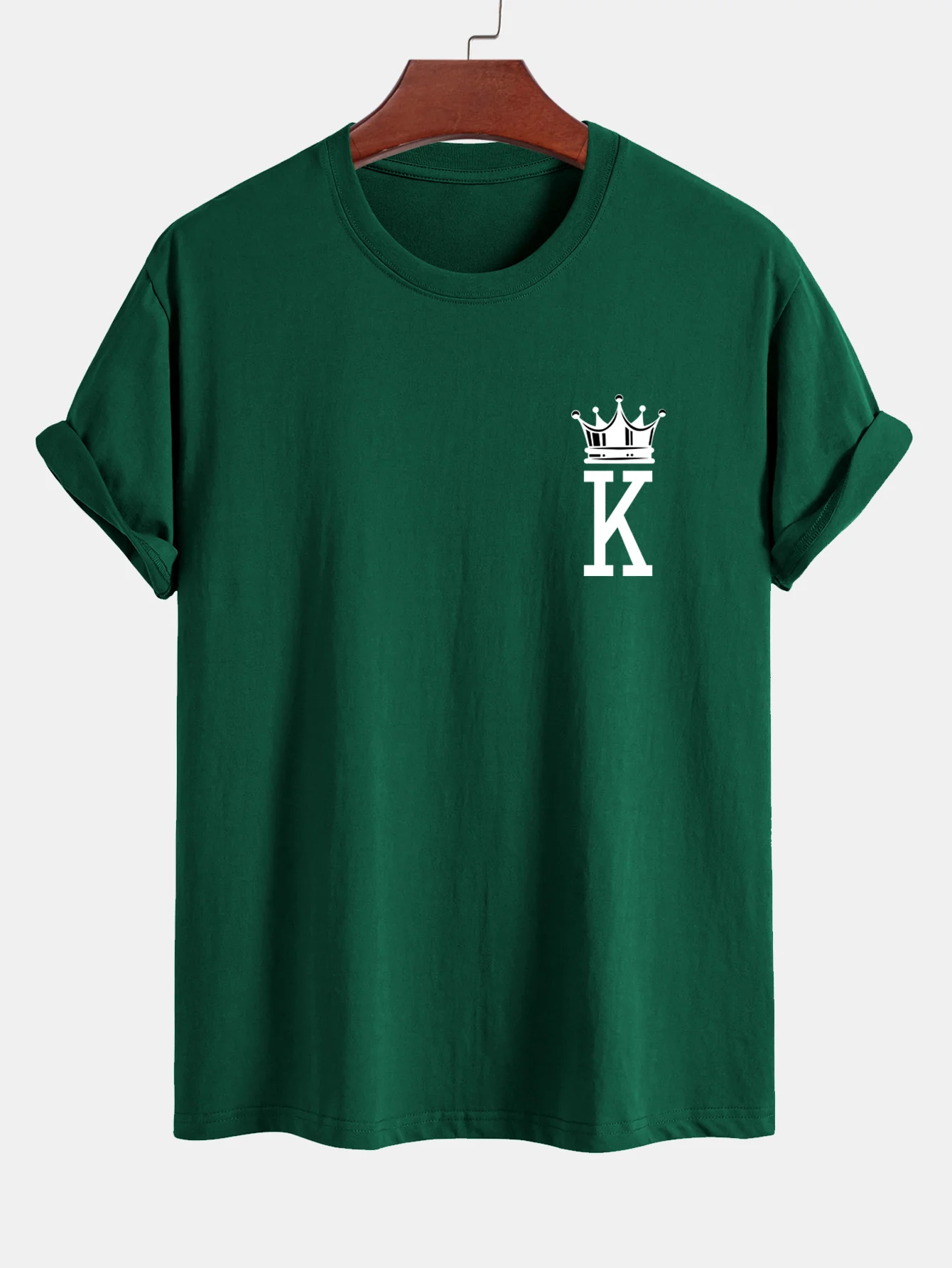 Reguläre Passform Krone König Druck Baumwoll-T-Shirt - Image 11
