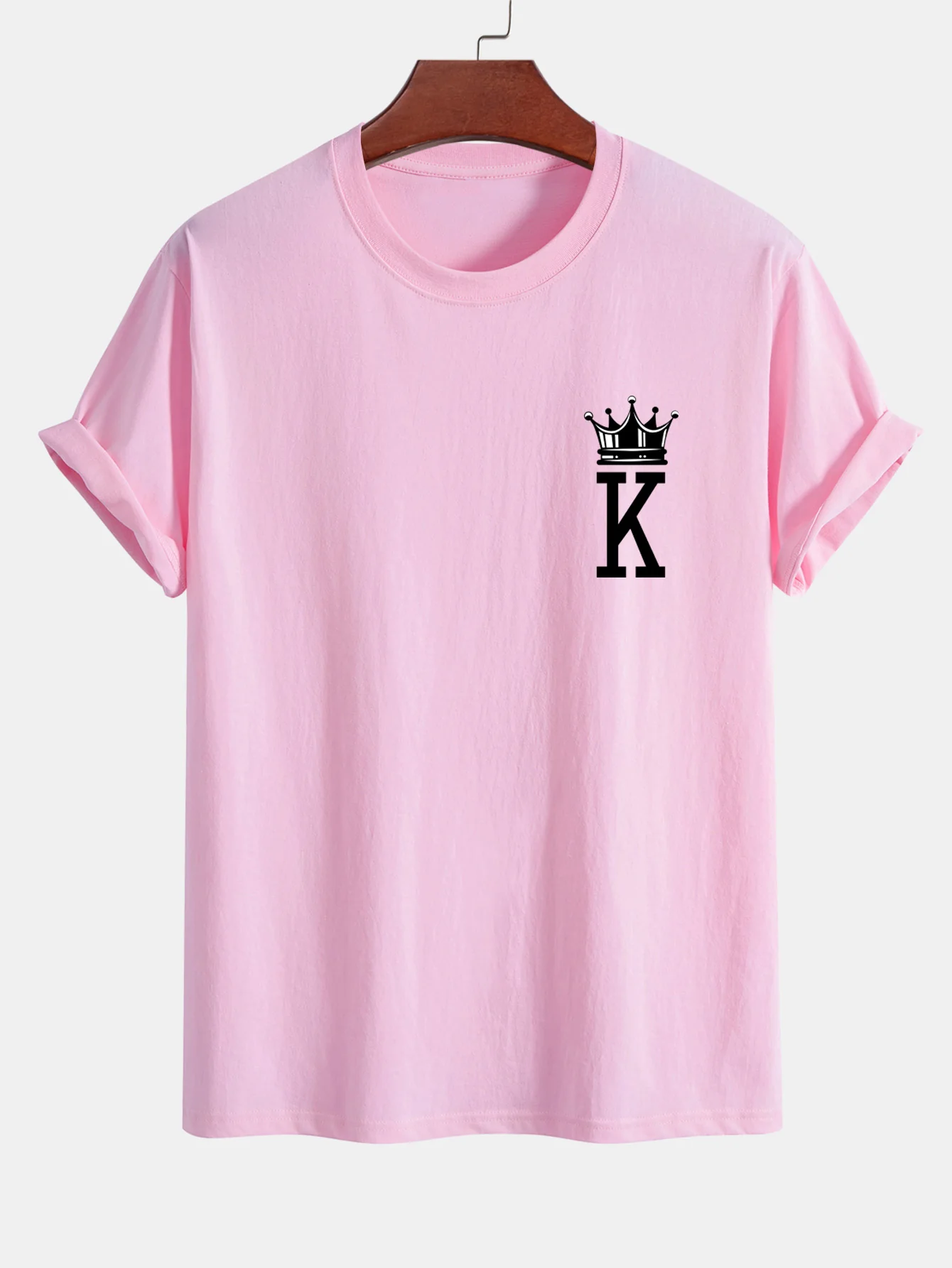 Reguläre Passform Krone König Druck Baumwoll-T-Shirt - Image 12