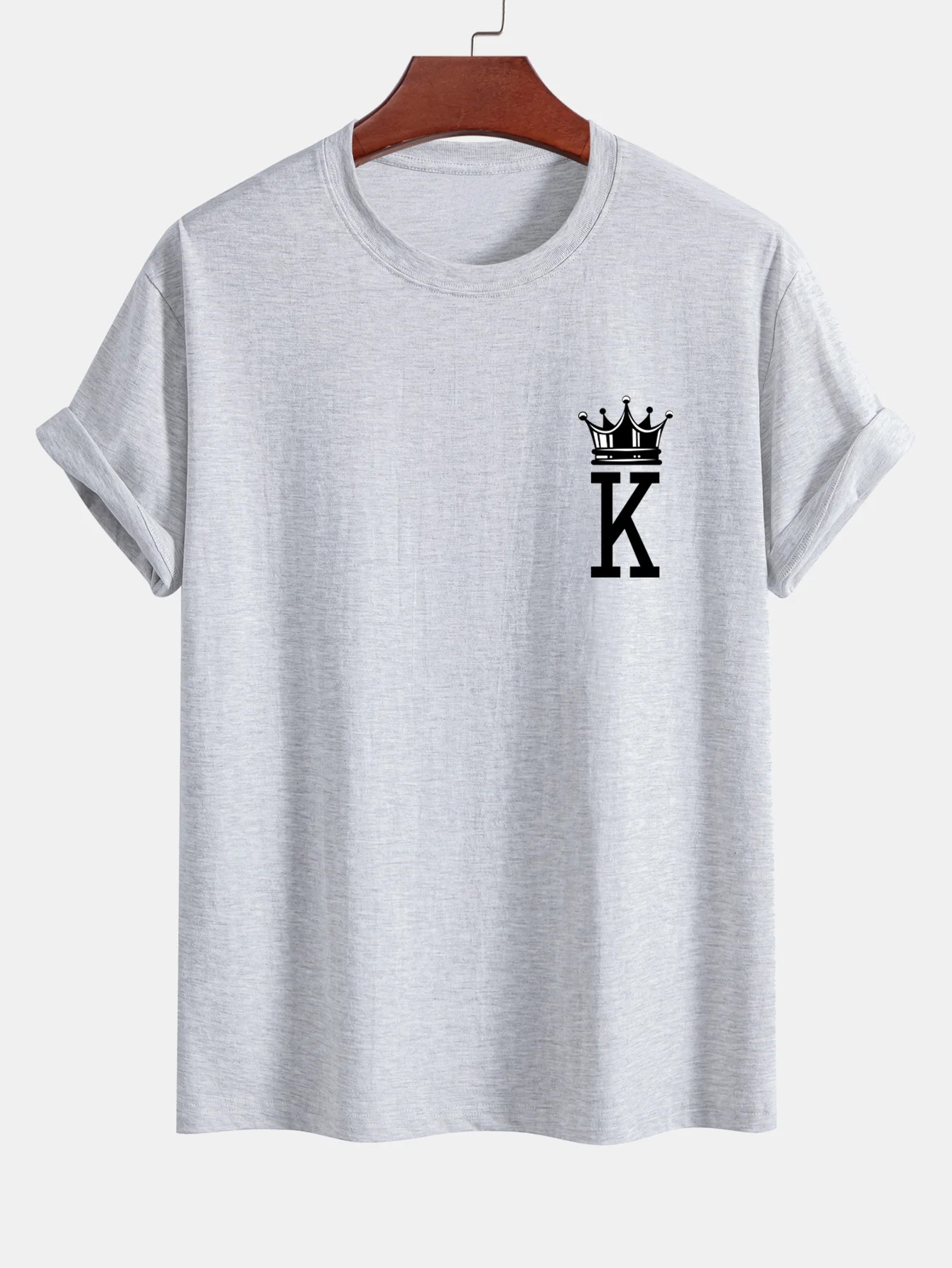 Reguläre Passform Krone König Druck Baumwoll-T-Shirt - Image 13