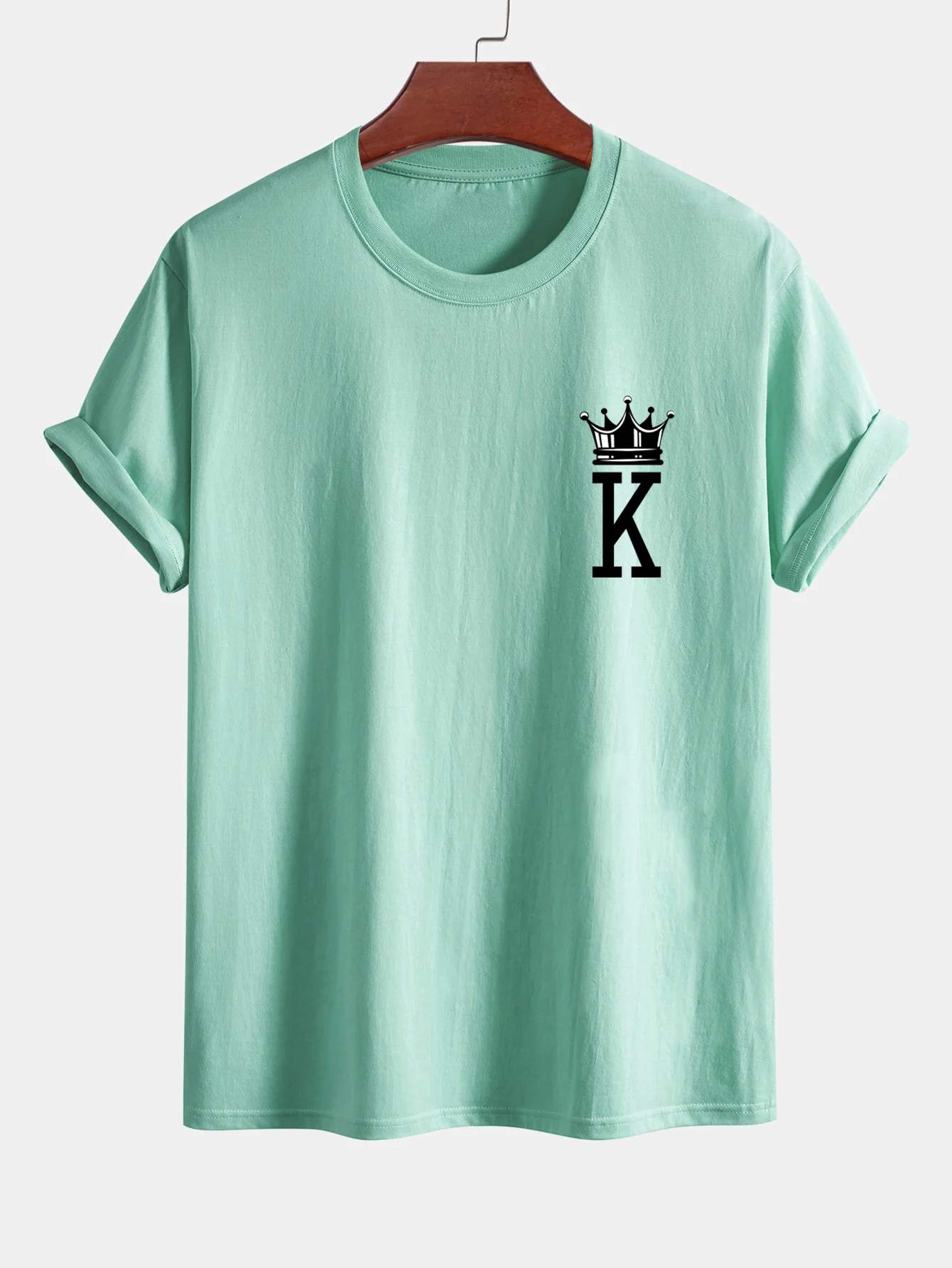 Reguläre Passform Krone König Druck Baumwoll-T-Shirt - Image 14