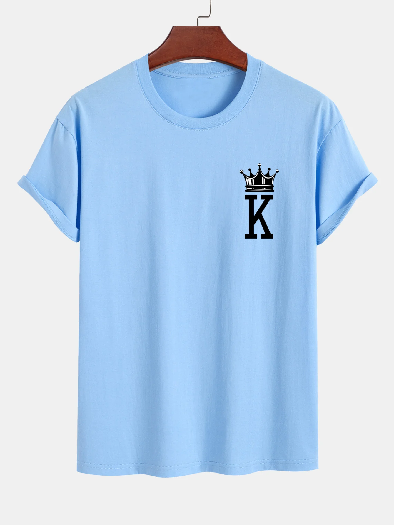 Reguläre Passform Krone König Druck Baumwoll-T-Shirt - Image 15