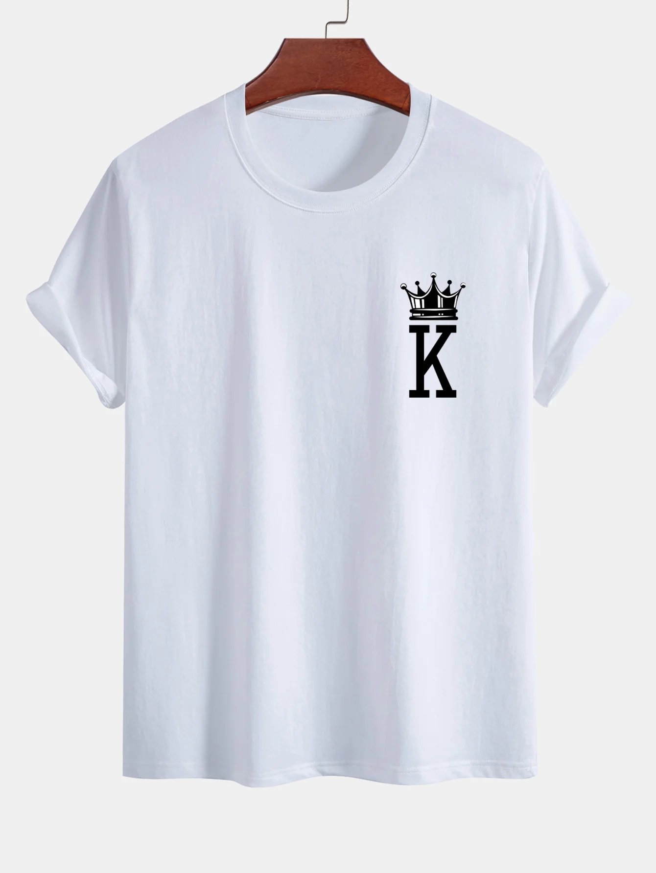Reguläre Passform Krone König Druck Baumwoll-T-Shirt - Image 2