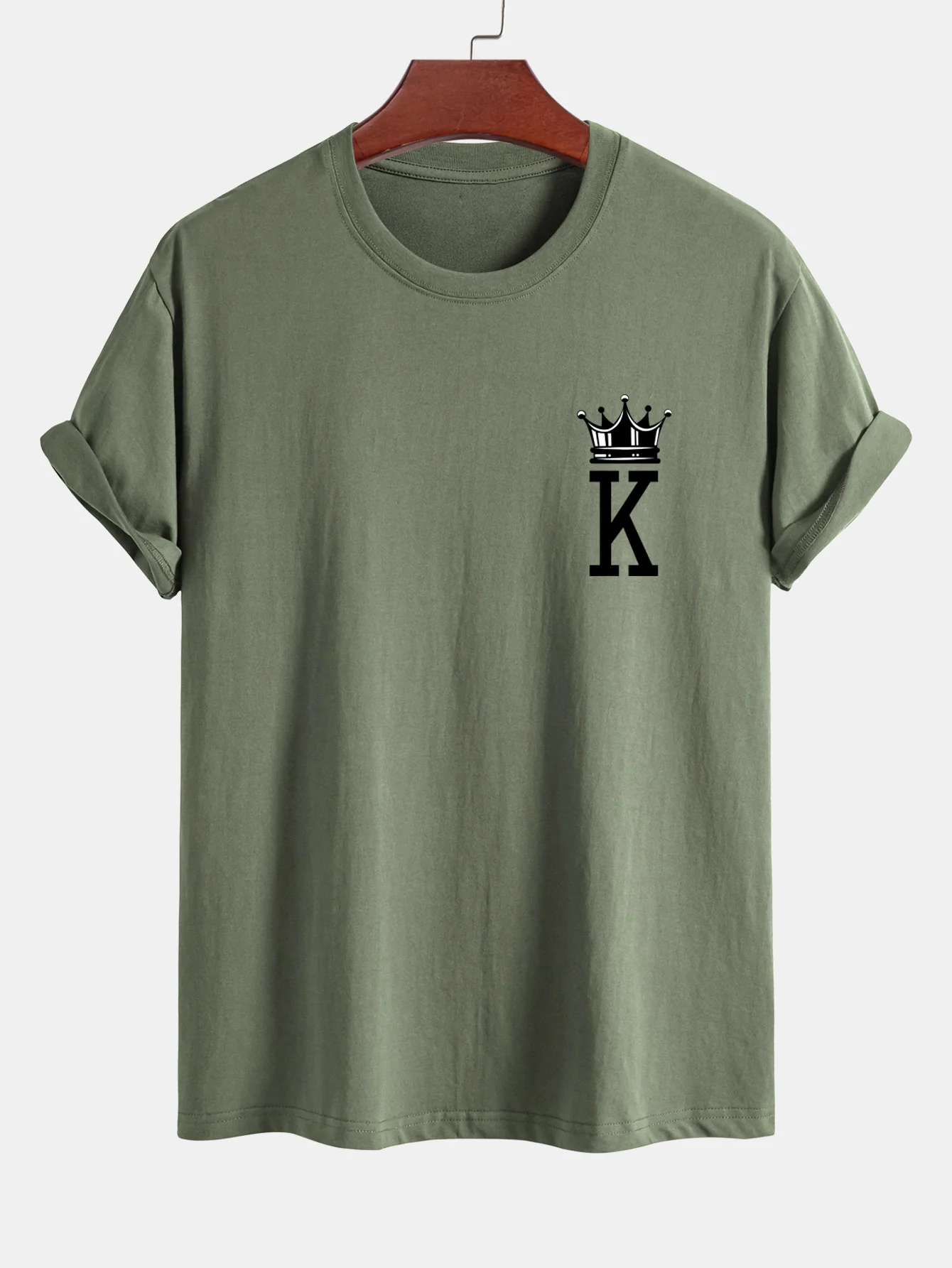 Reguläre Passform Krone König Druck Baumwoll-T-Shirt - Image 3