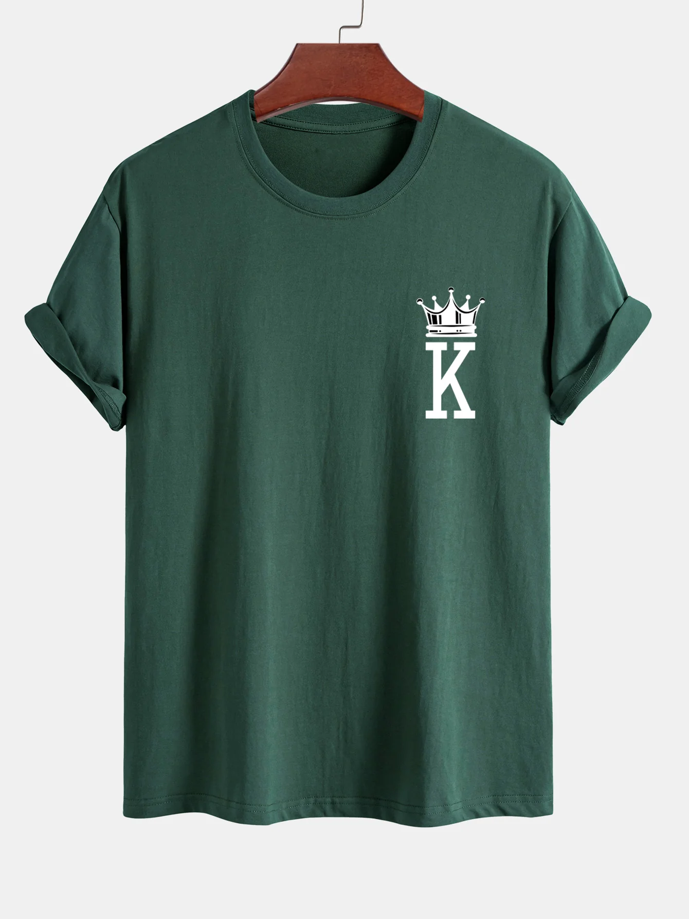 Reguläre Passform Krone König Druck Baumwoll-T-Shirt - Image 4